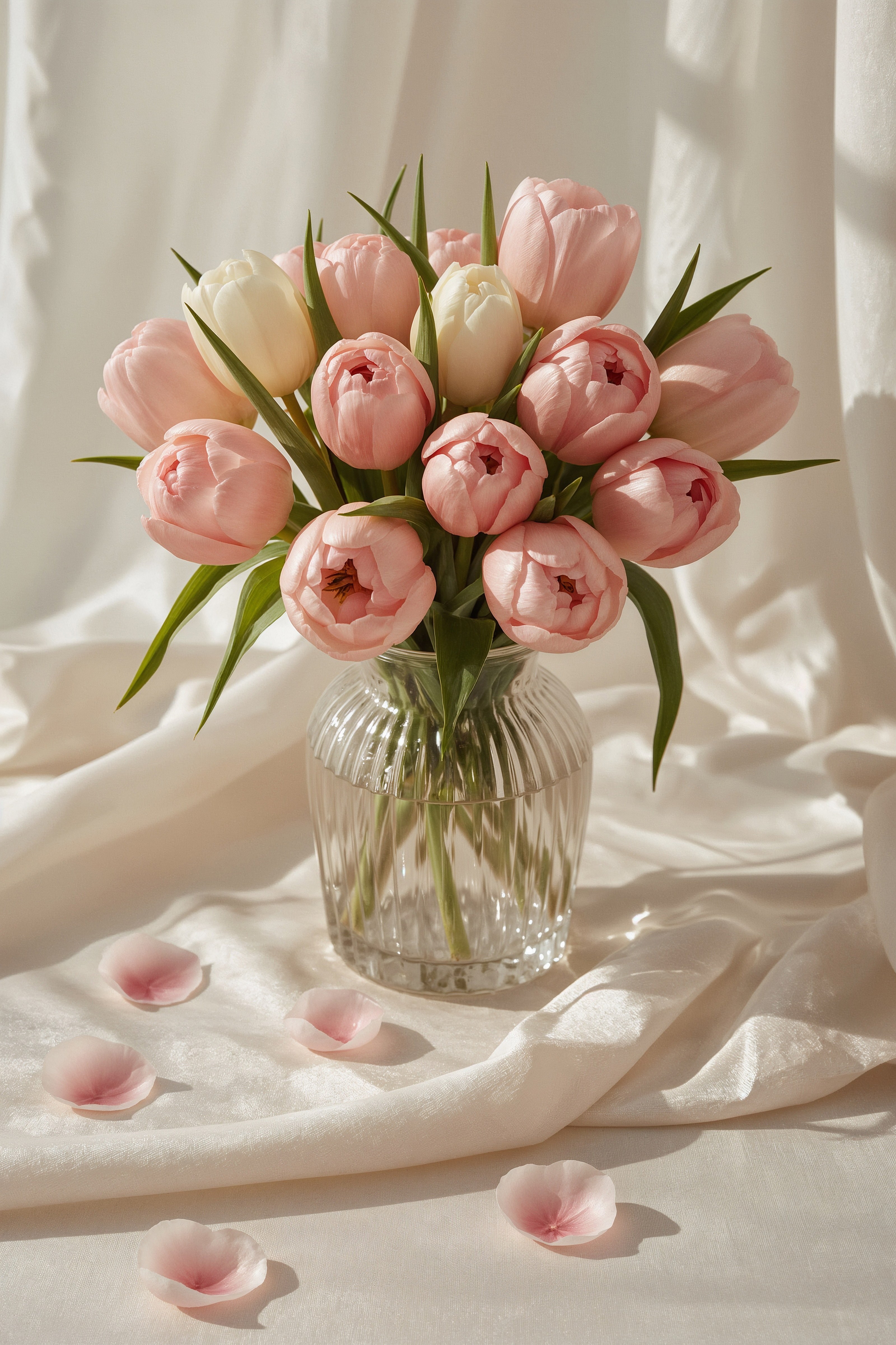 Dreamy Pink & White Tulips iPhone Wallpaper for Spring Aesthetics