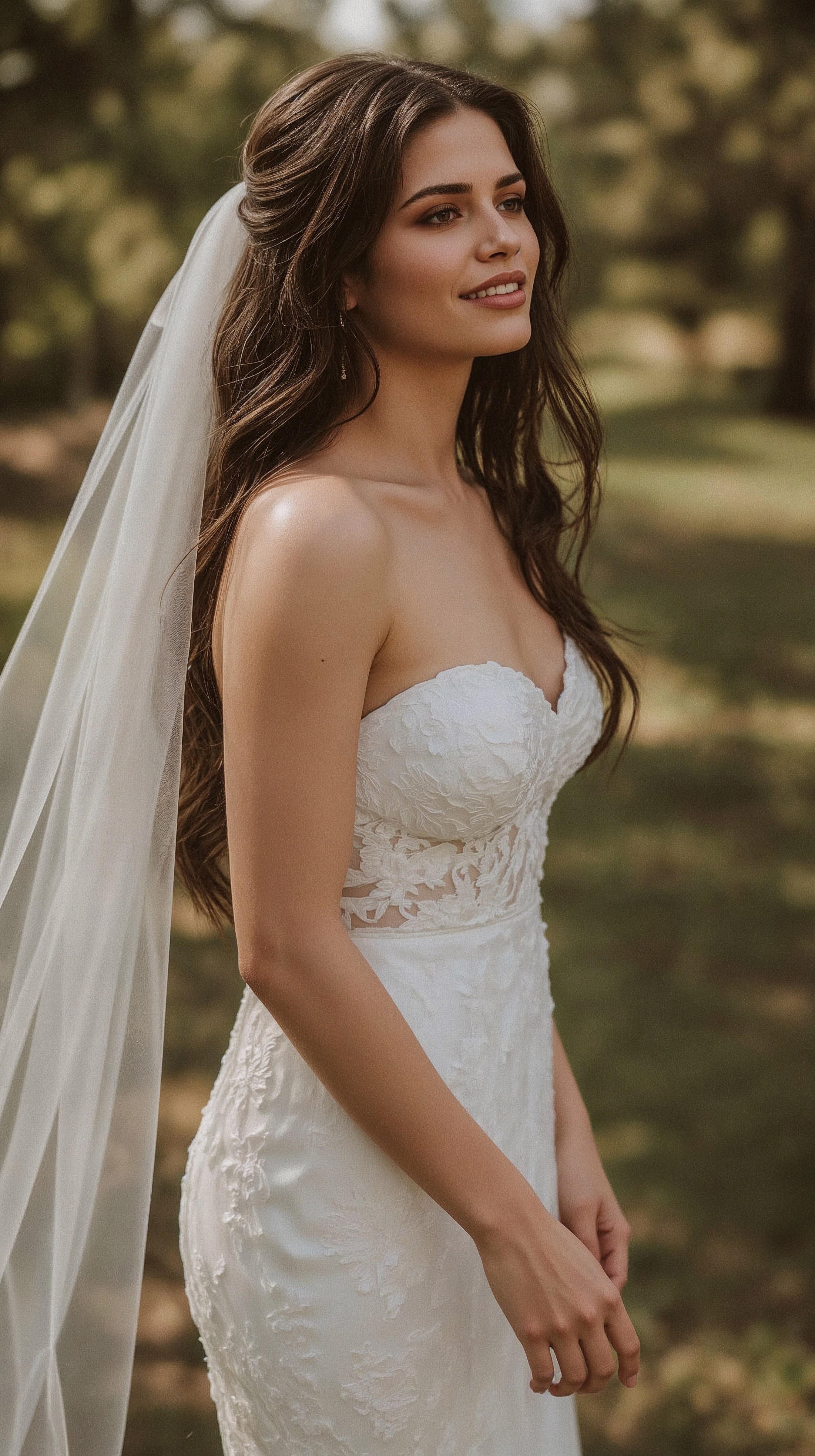 Timeless Bridal Half Updo for Brunettes: Romantic Wedding Hair