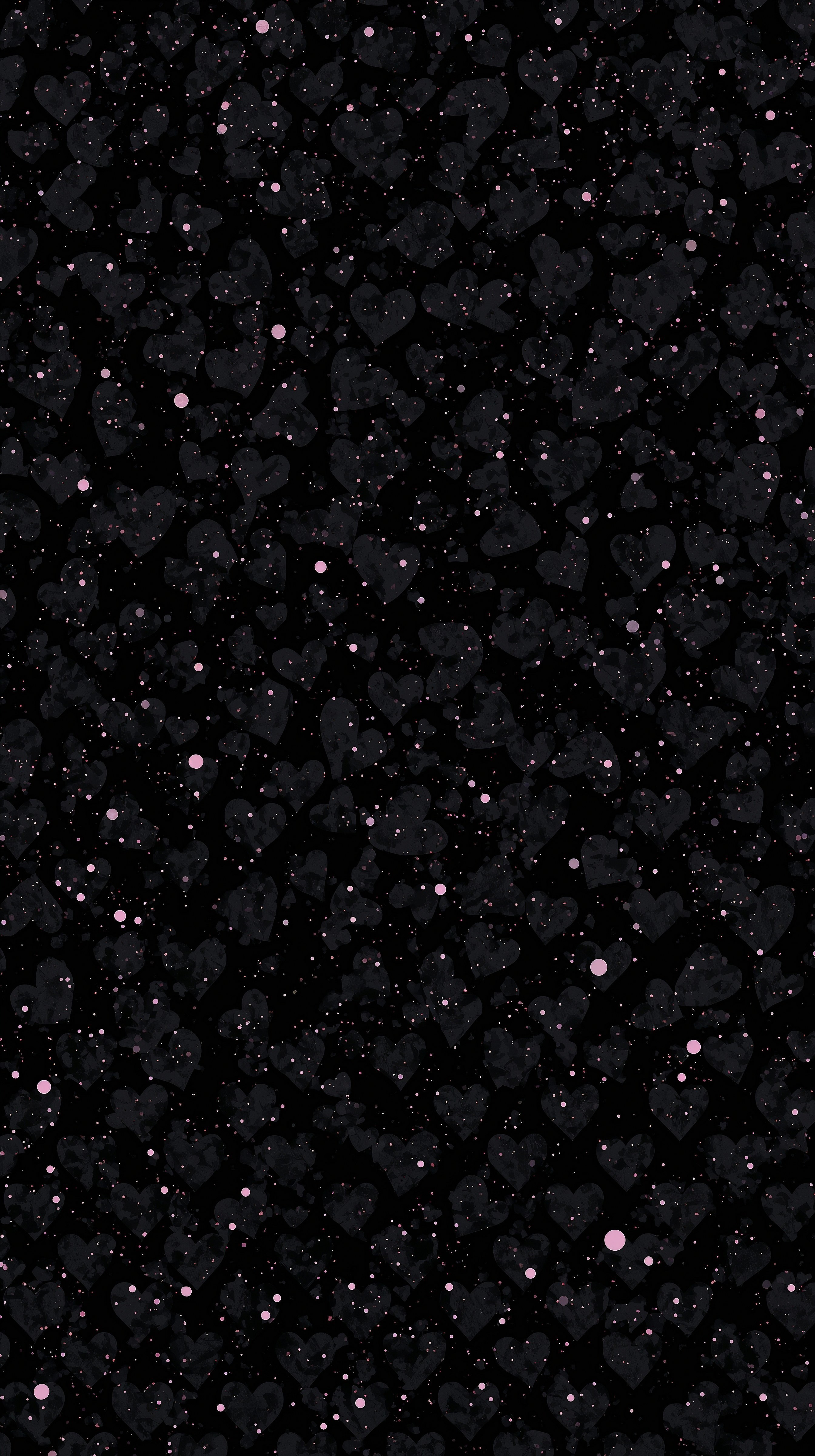 Sparkling Black Heart Wallpaper: Dark Aesthetic for Your Phone