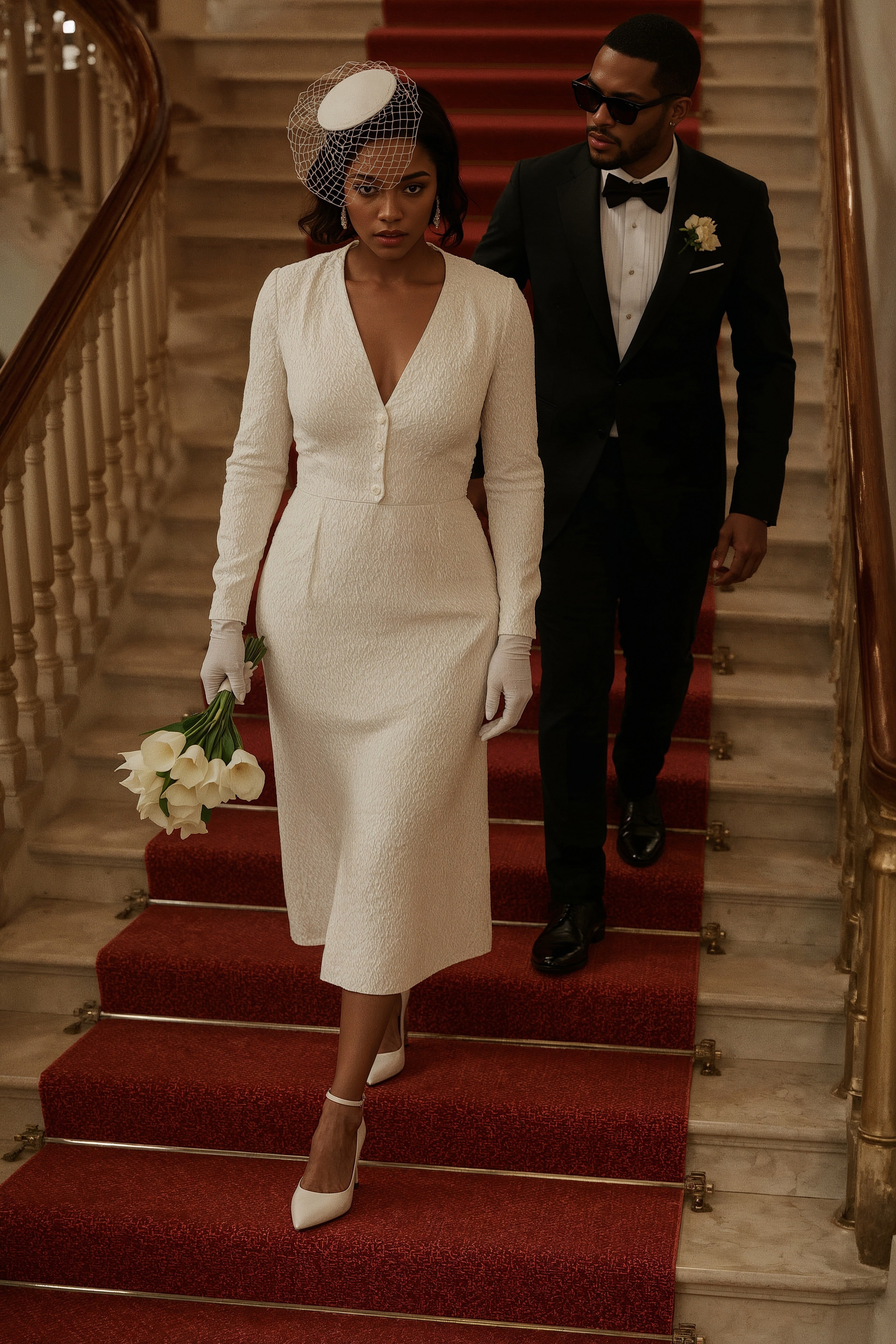 Timeless Civil Wedding Outfit: Elegant Short Bridal Style