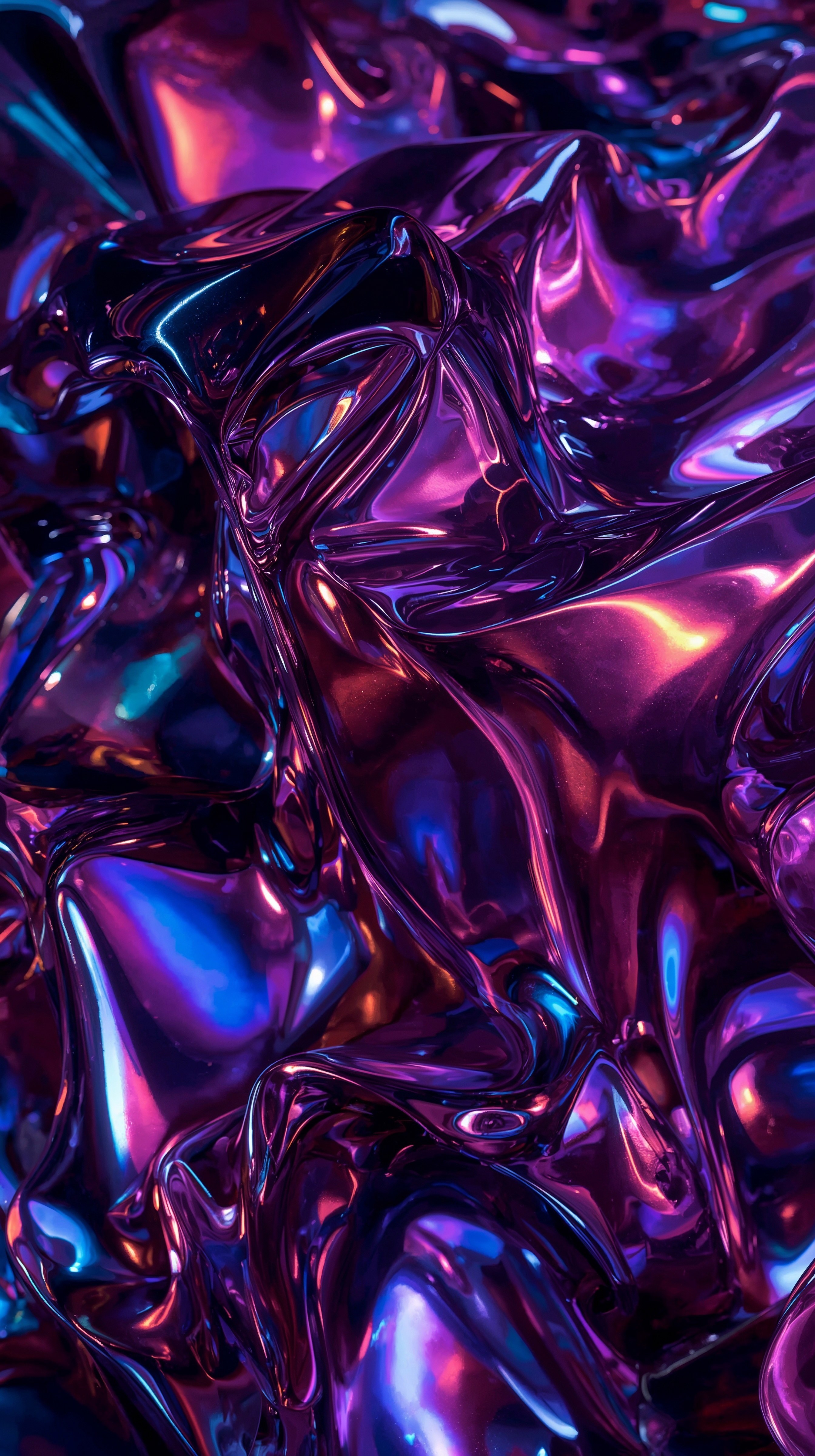 Metallic Blue Purple Fluid Art: Best iPhone Wallpaper Aesthetic