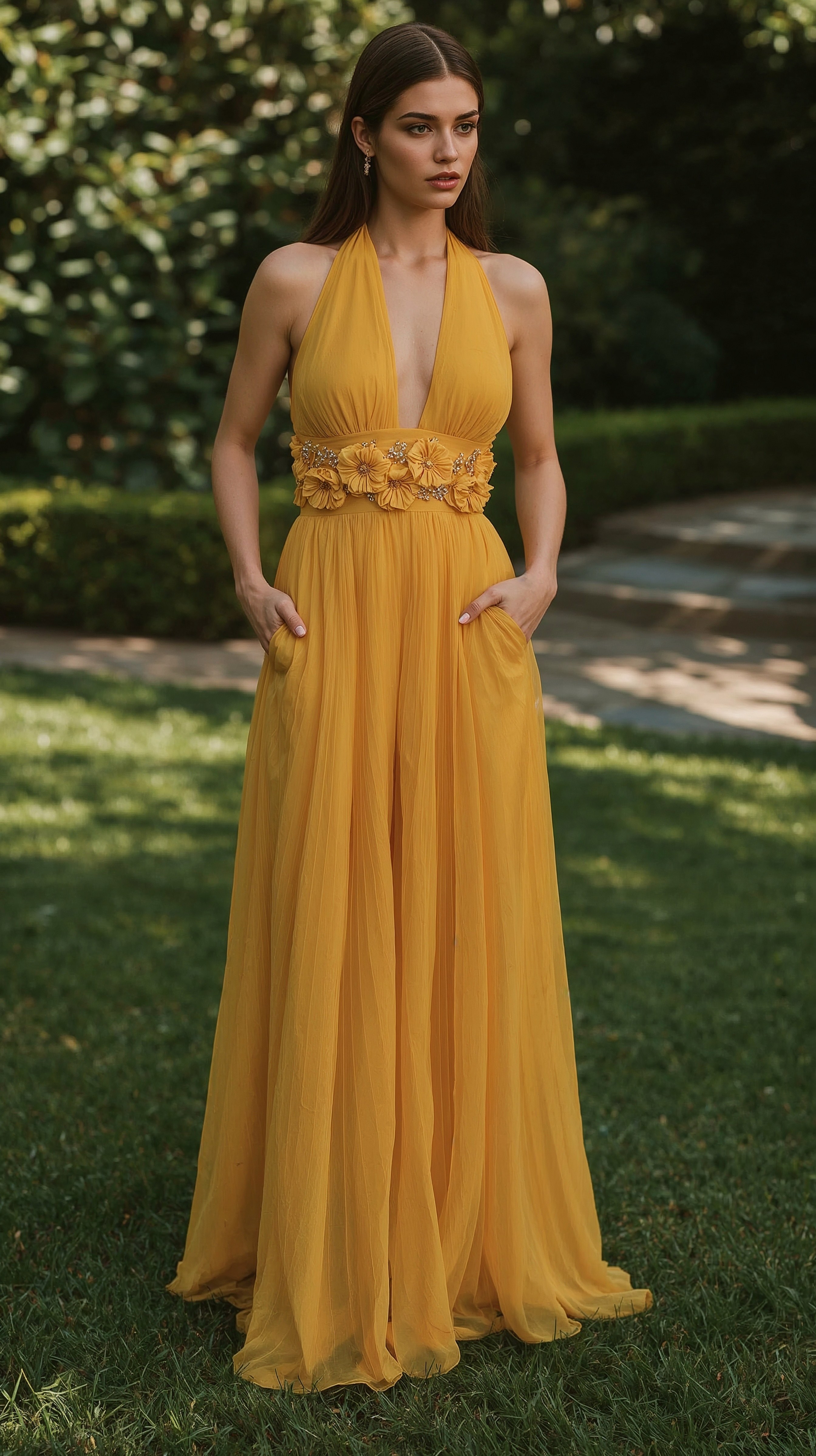 Elegant Halter Neck Fancy Dress for Special Occasions