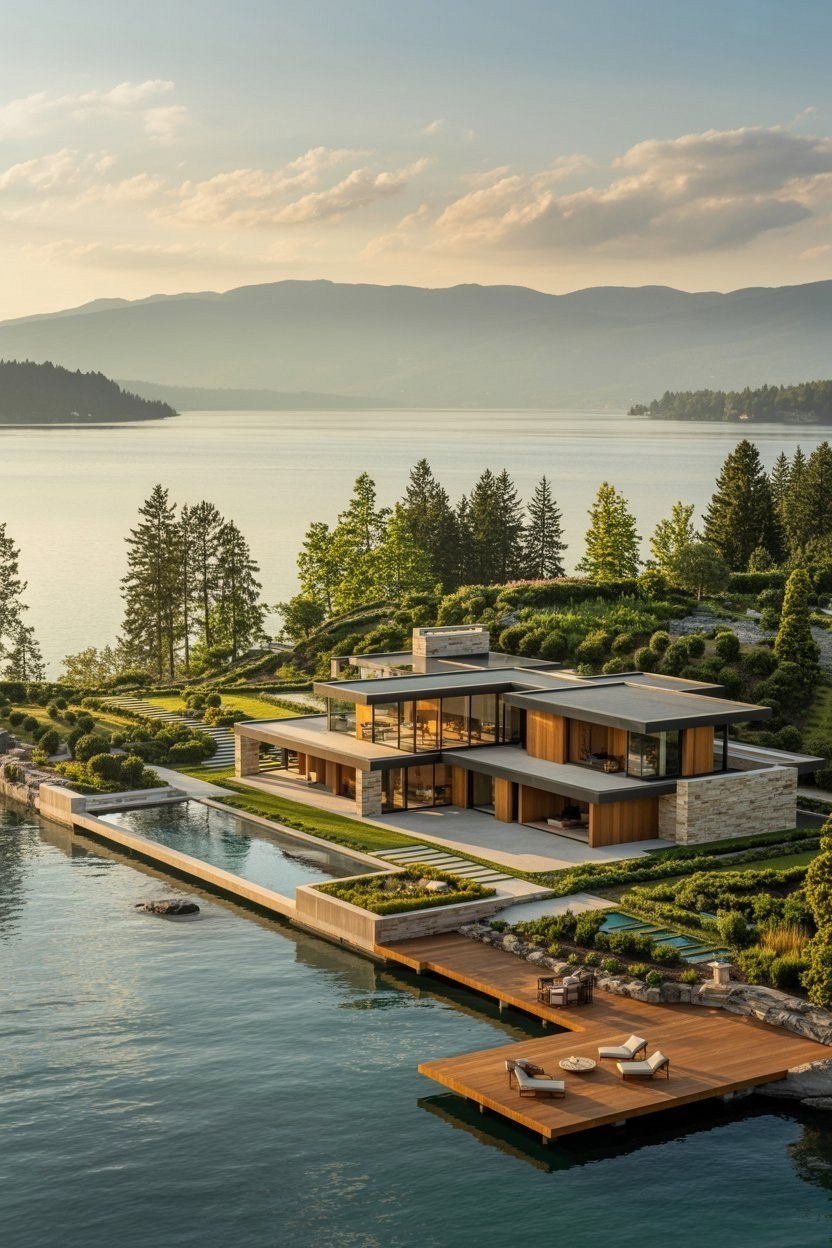 Luxury Lake House Decks: Dream Mansion Resort Living