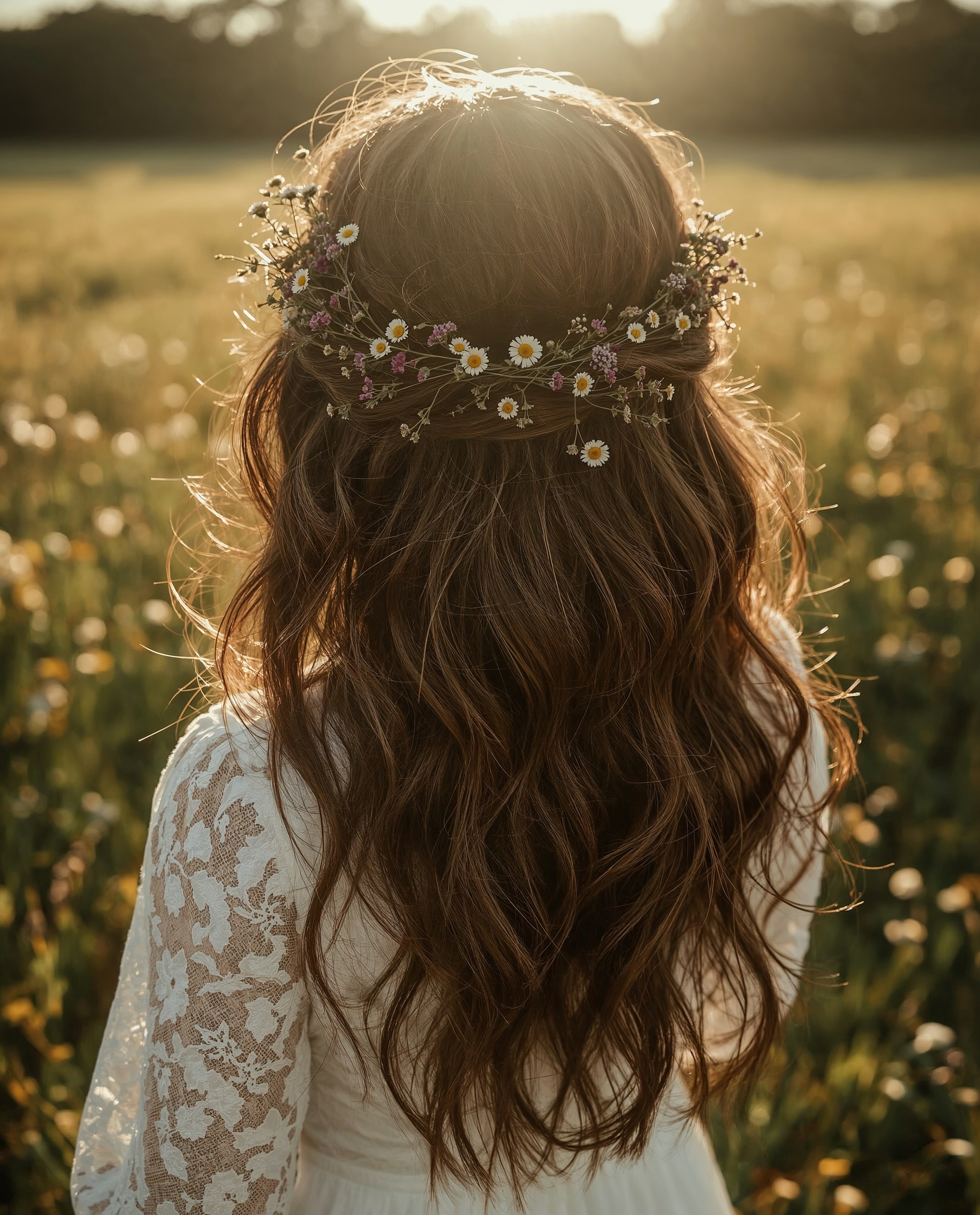 Boho Chic: Wildflower Wedding Hairstyles with Flowers for Brides
