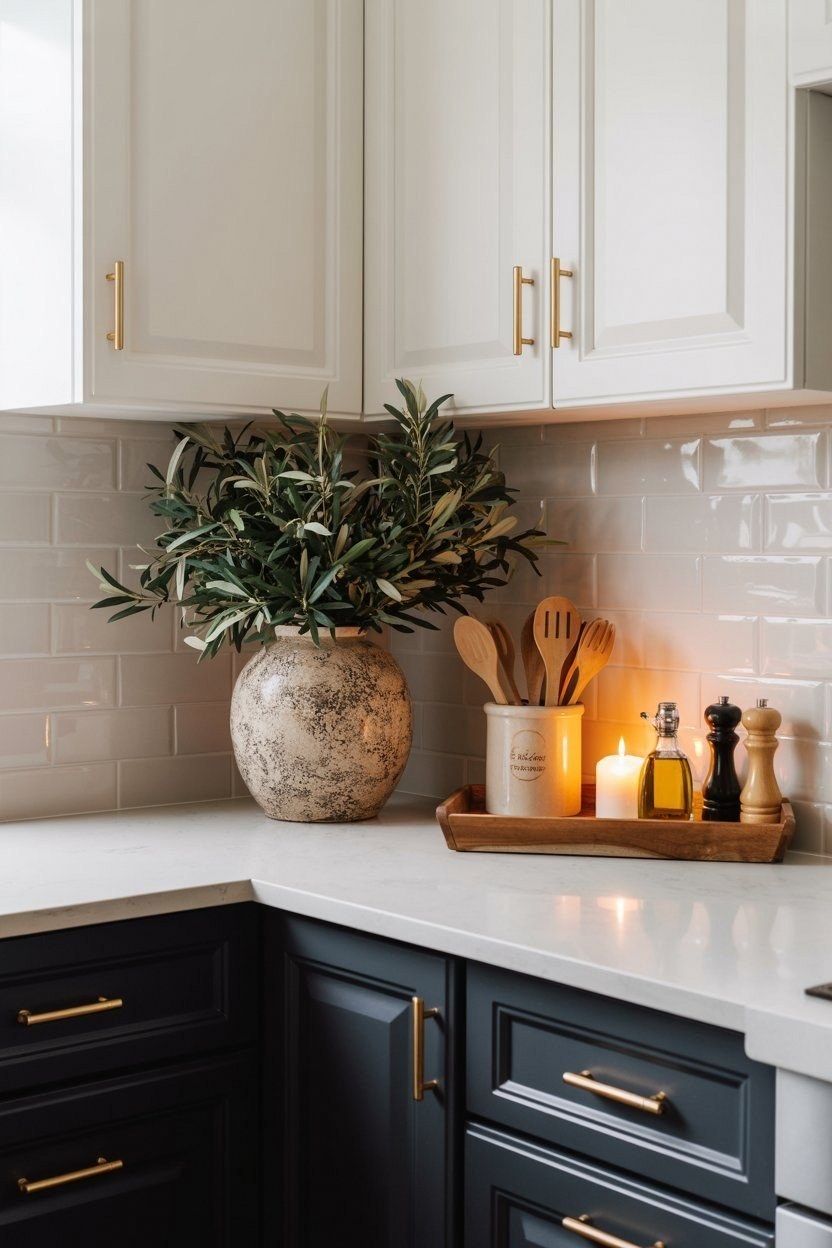 Stylish Neutral Kitchen Decor: White & Black Cabinet Ideas