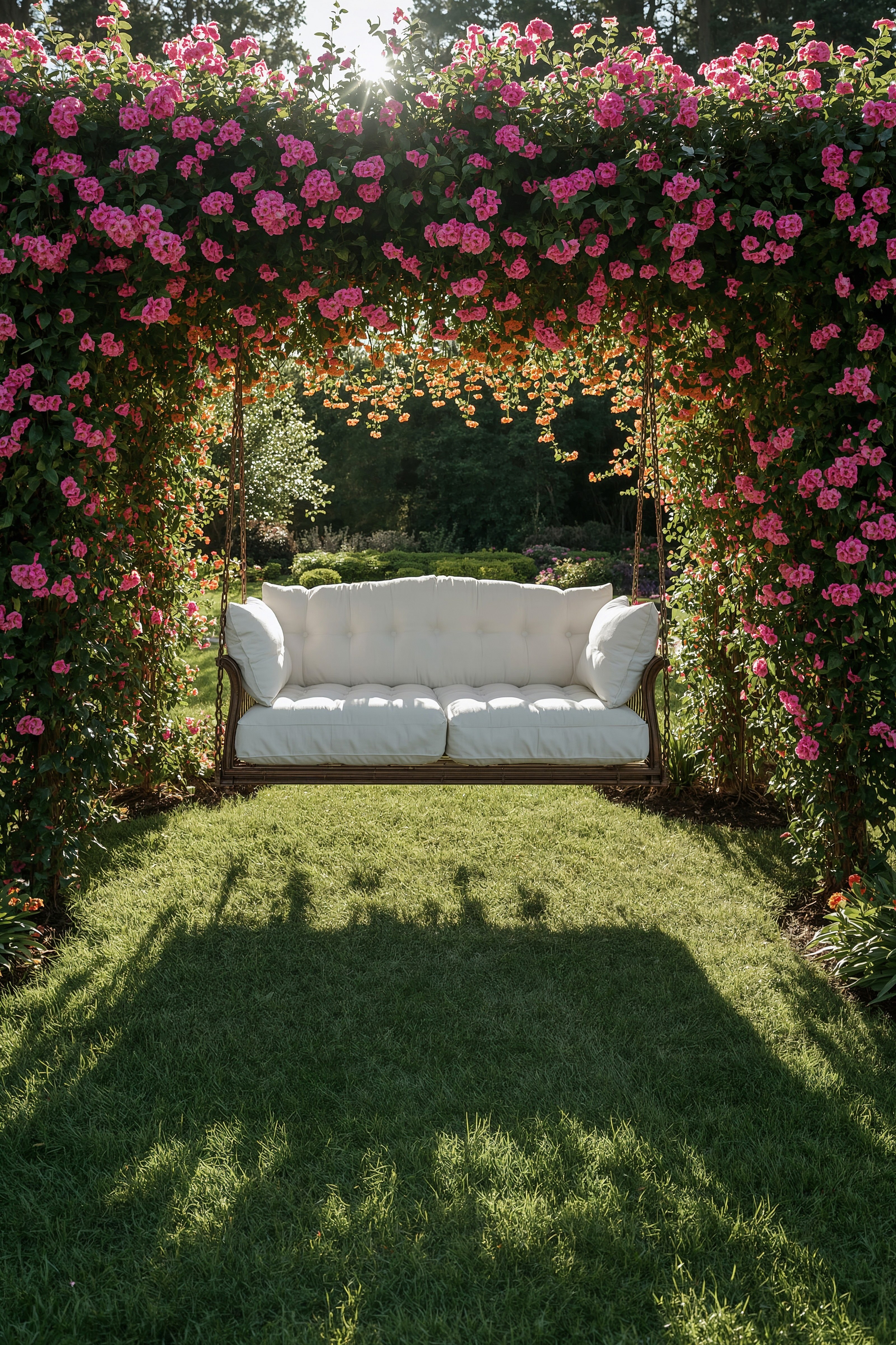 Dreamy Garden Retreat: Flowers & Swings for Ultimate Relaxation