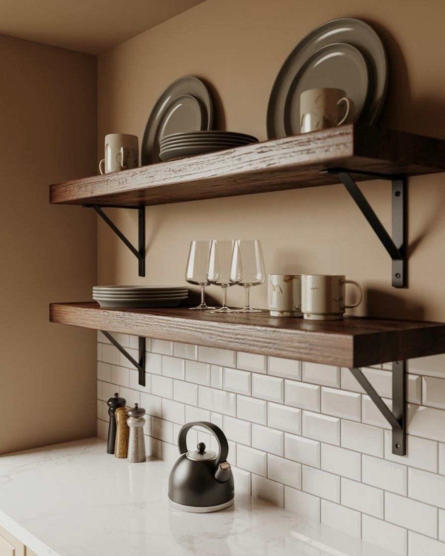 Rustic Kitchen Shelf Ideas: Open Shelving for Cozy Apartment Decor