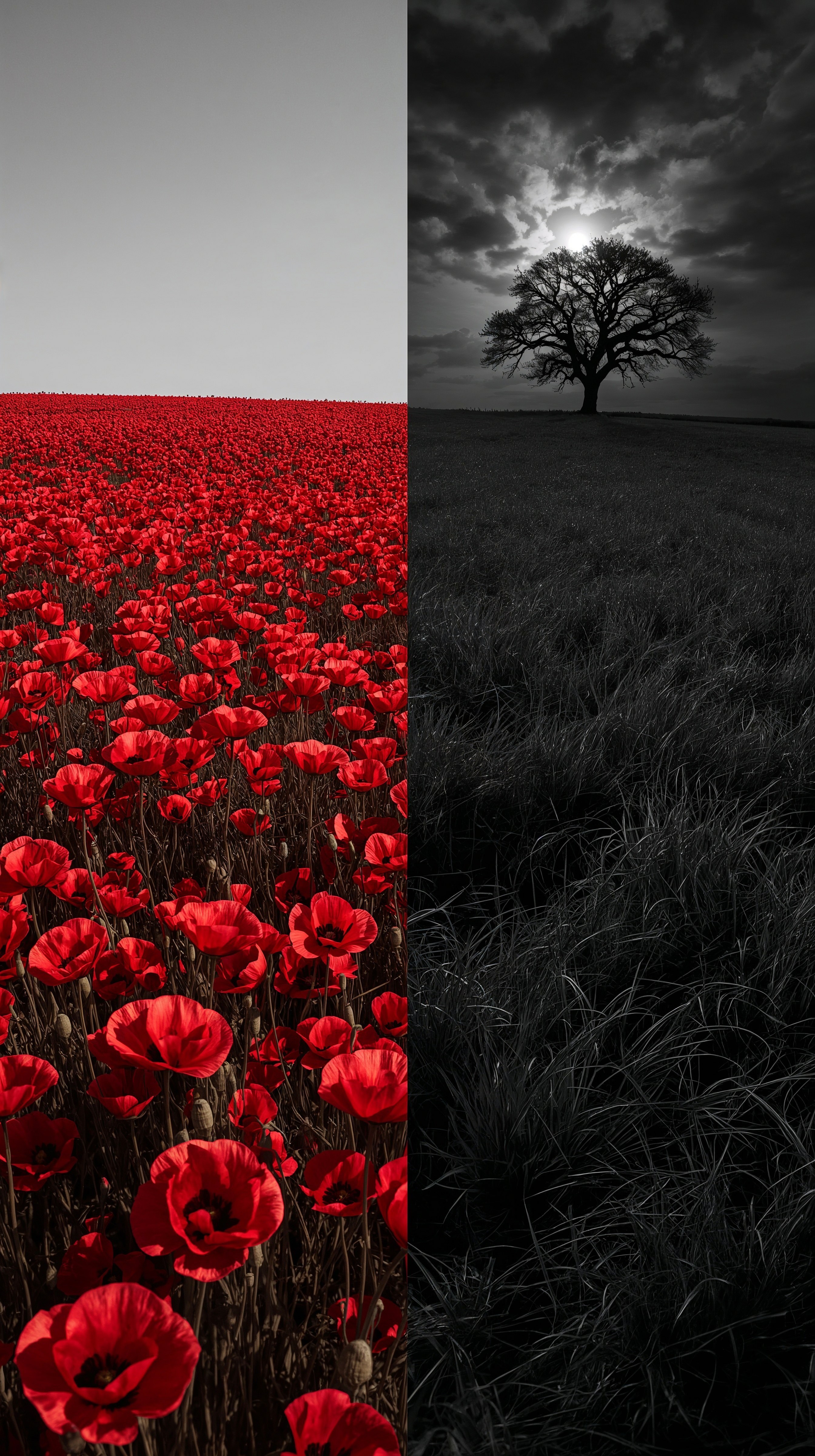 Dramatic Red & Moon Landscape: Captivating 4K PC Wallpaper