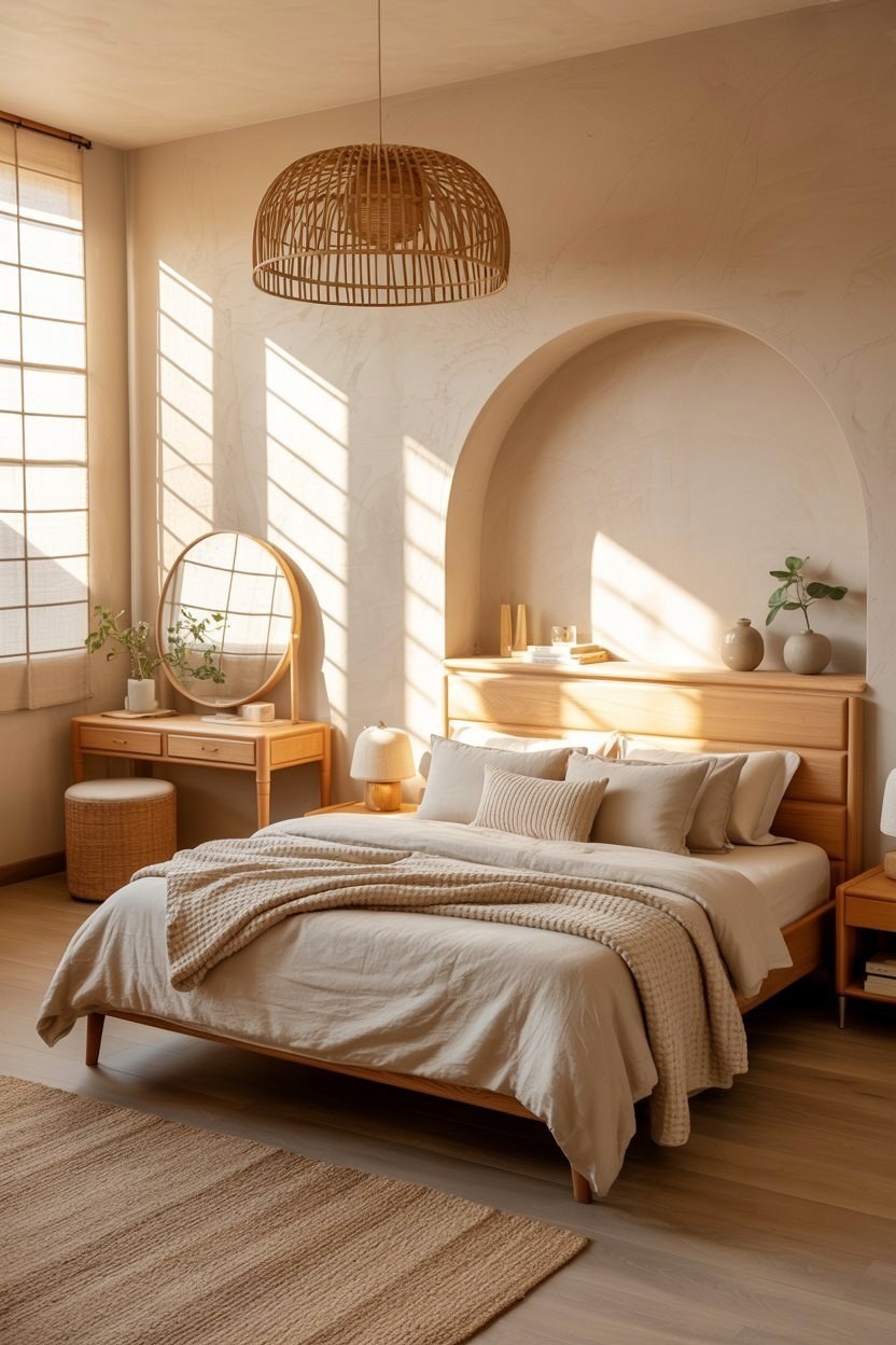 Japandi Bedroom Retreat: Warm Neutral Decor