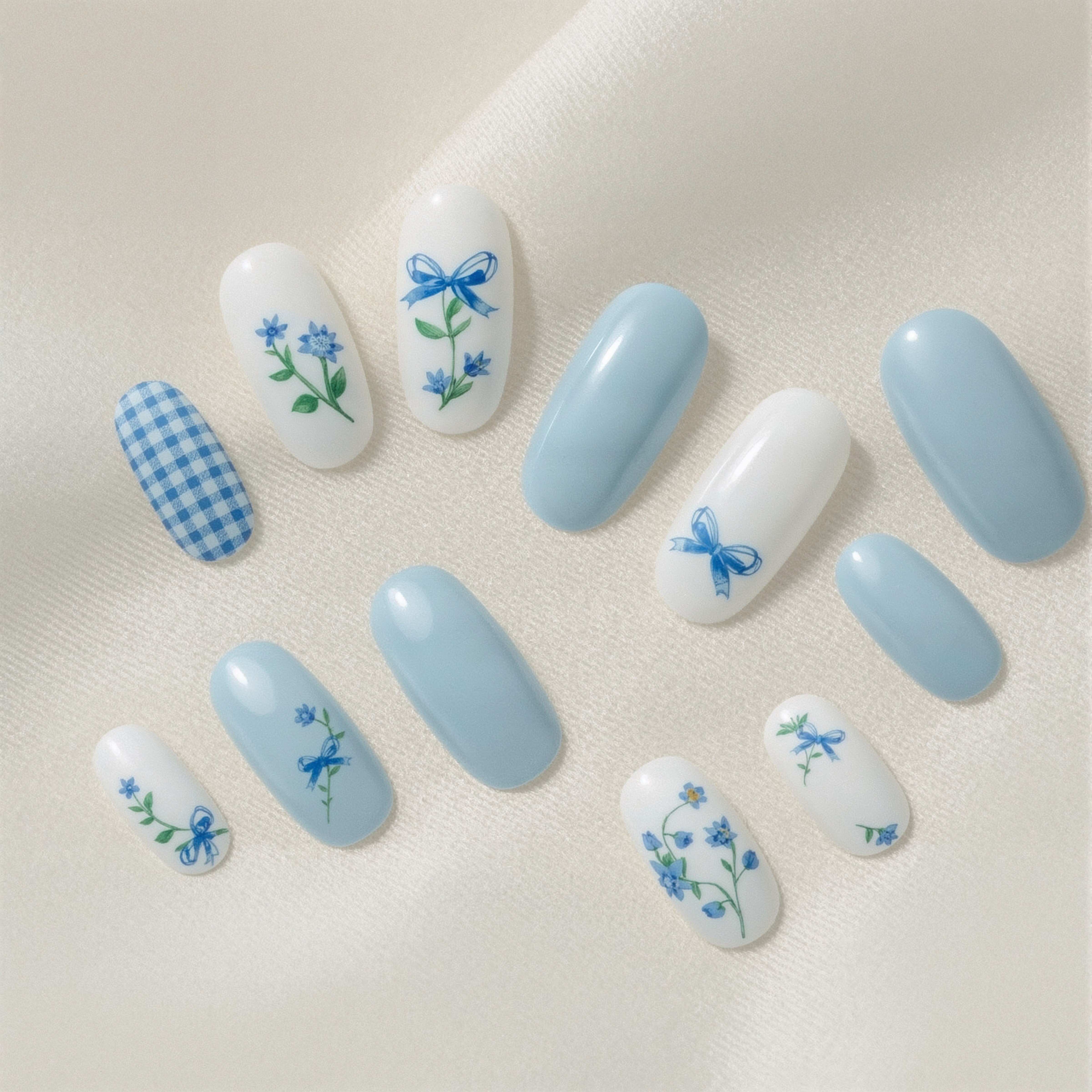 Cottagecore Charm: Adorable Short Blue Nail Designs