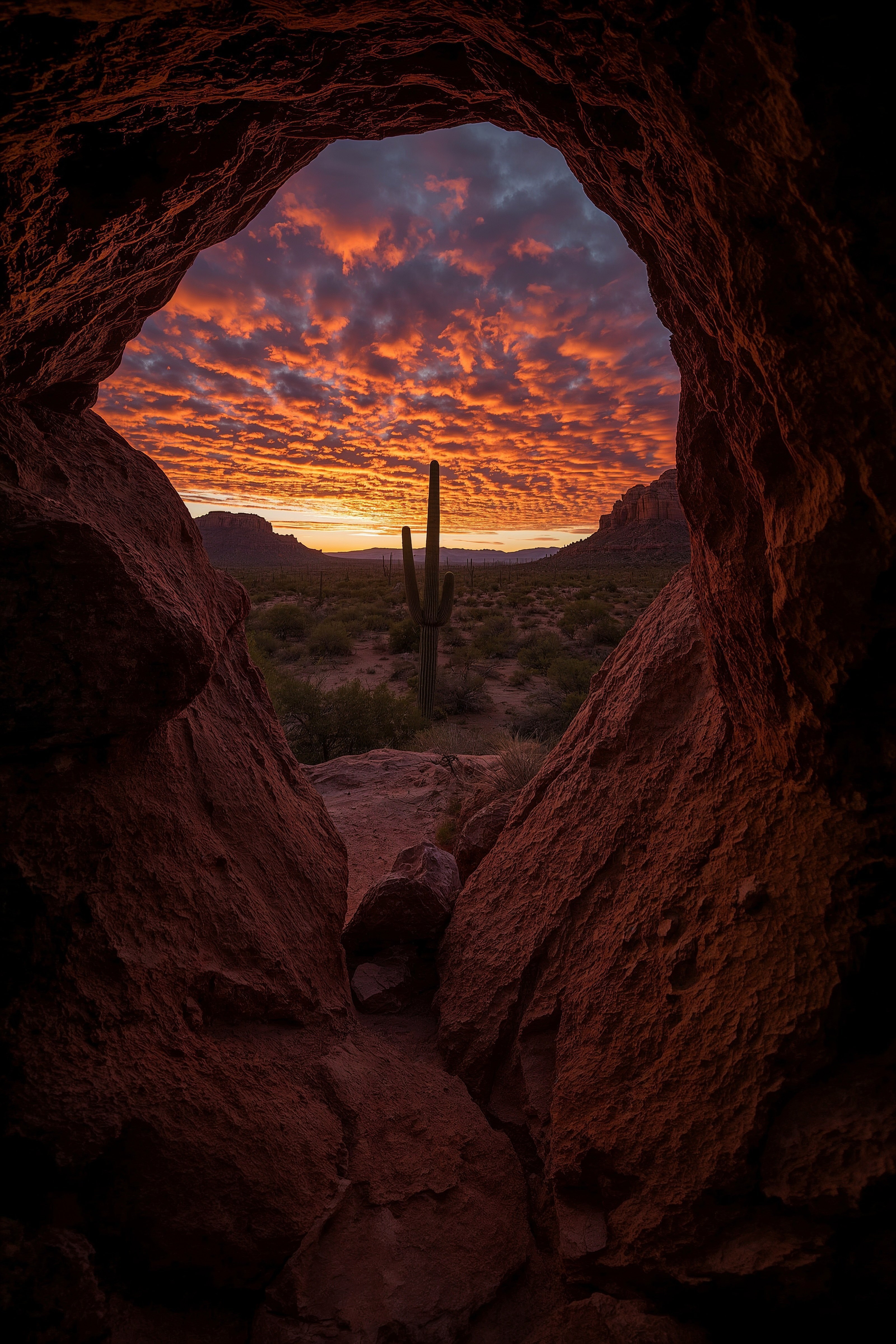 Sunset Desert Wonders: Arizona's Fiery Golden Hour