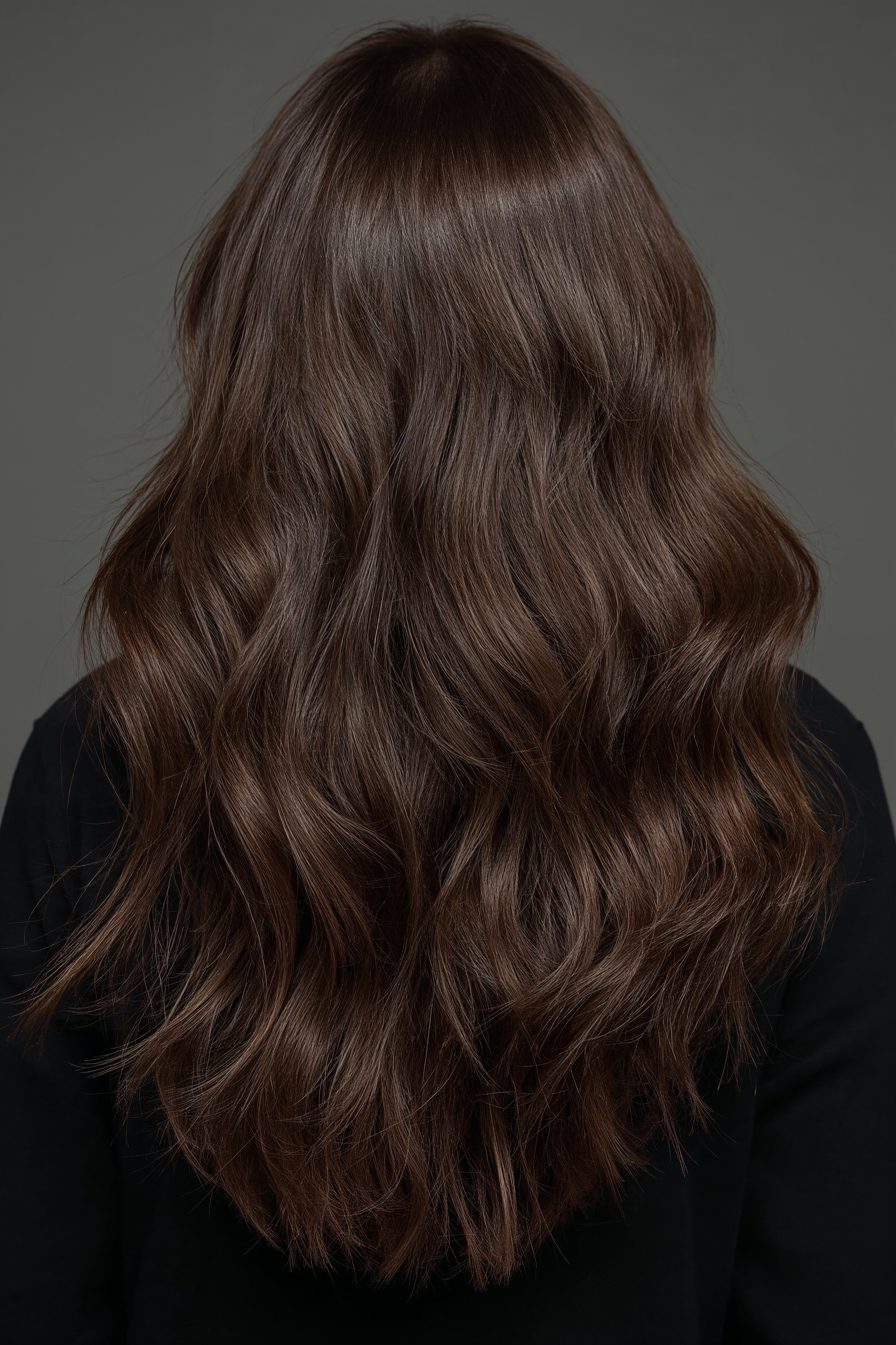Chic Chocolate Layers: Modern Long Hair with No Bangs