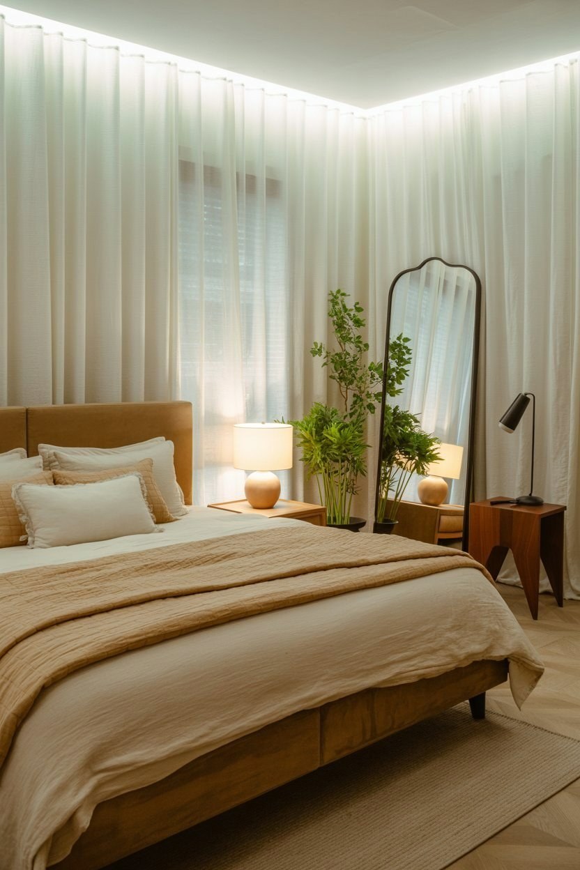 Cozy Minimalist Bedroom for Couples: Warm Color Palette