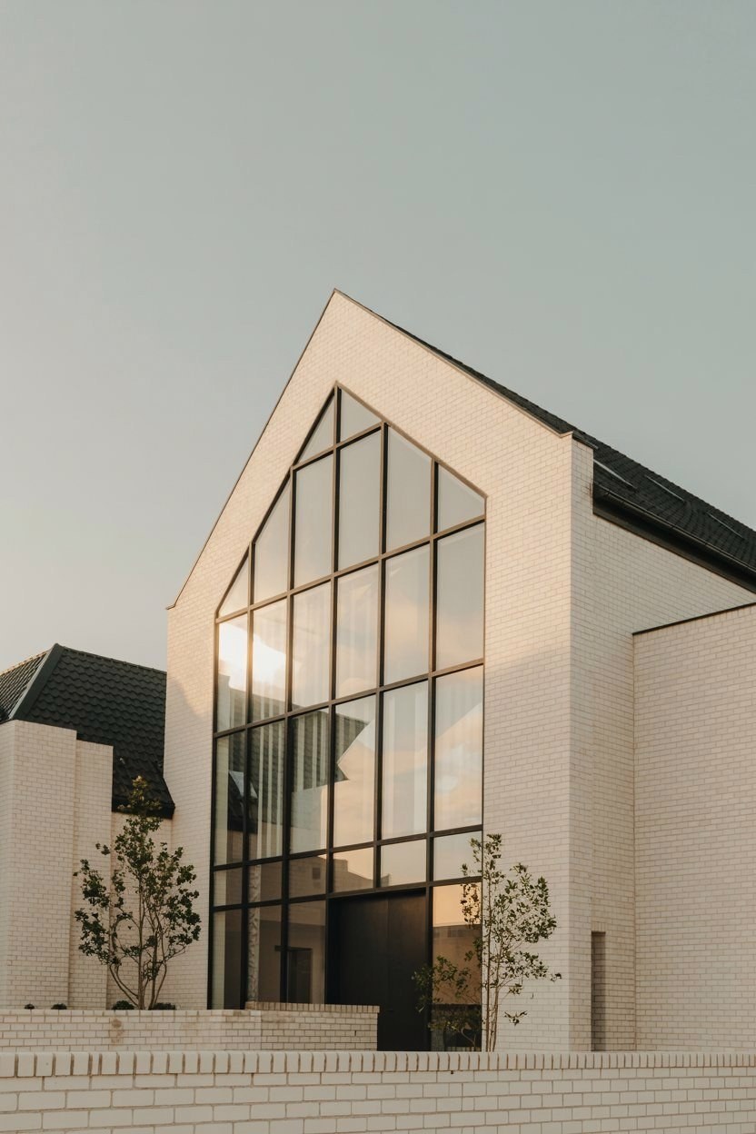Ultimate White Modern Exterior: Minimalist Brick & Black Accents
