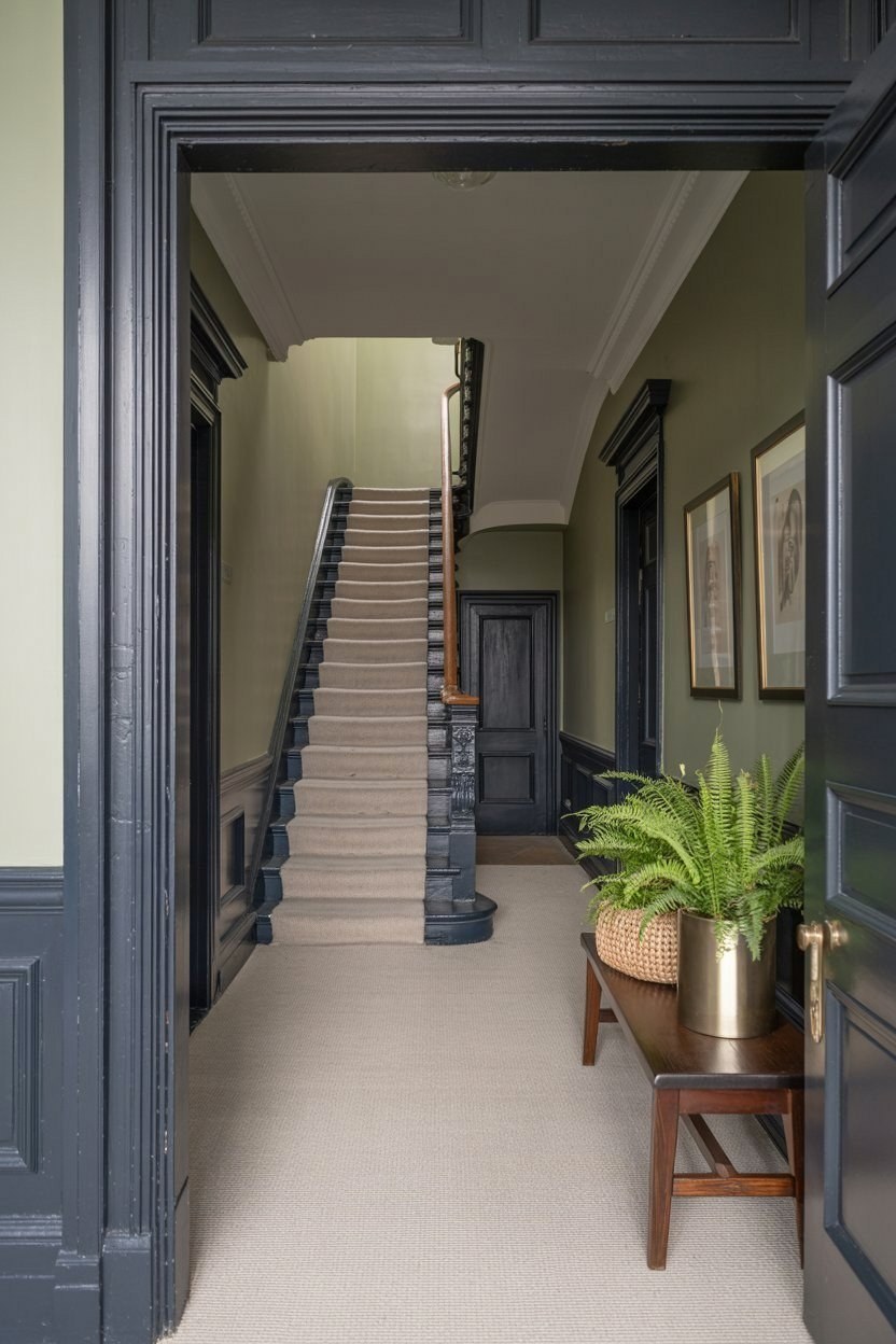 Period Hallway Transformation: Dark Woodwork Meets Edwardian Elegance