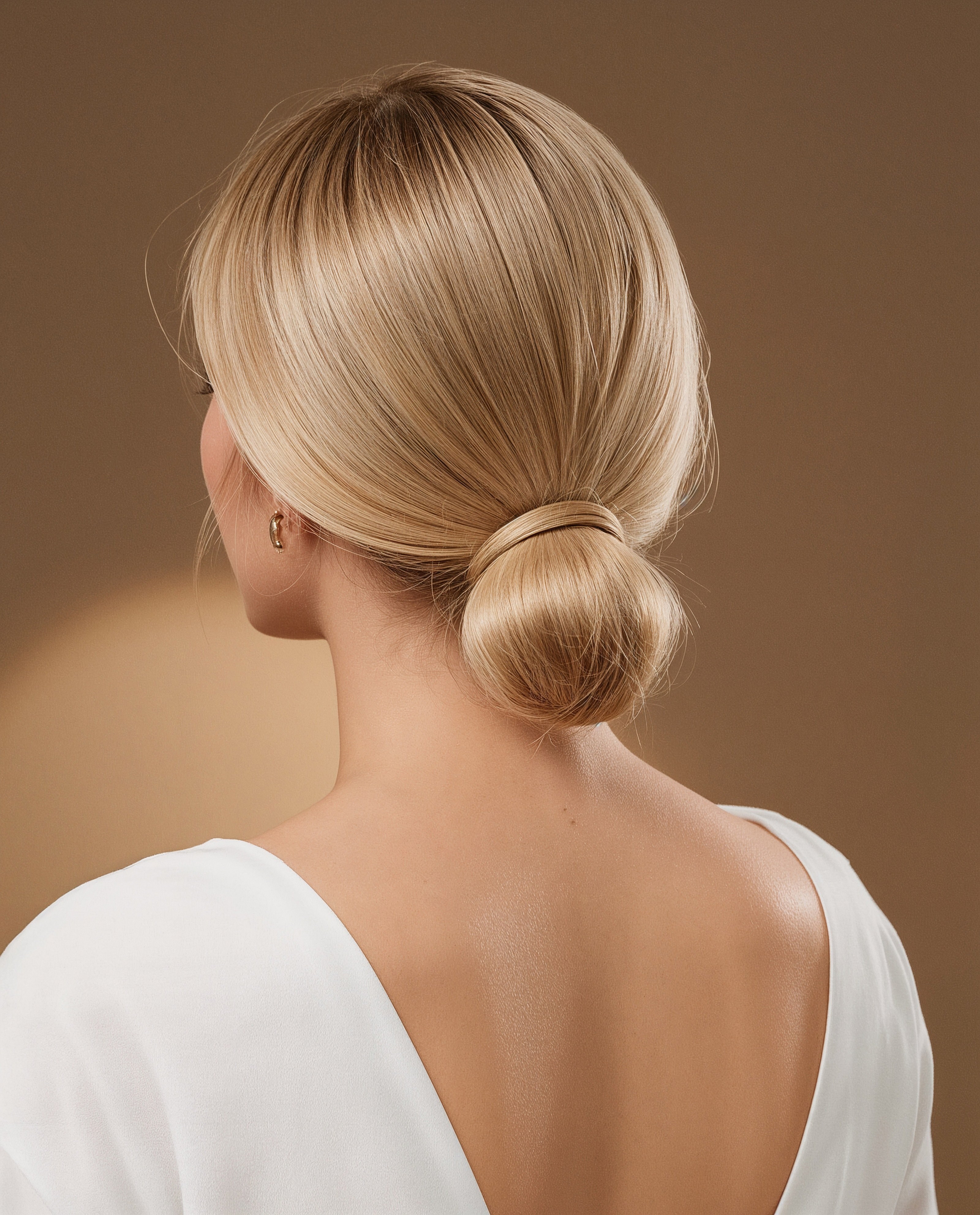 Timeless Elegant Wedding Hairstyle: Classic Mid-Low Bun Perfection
