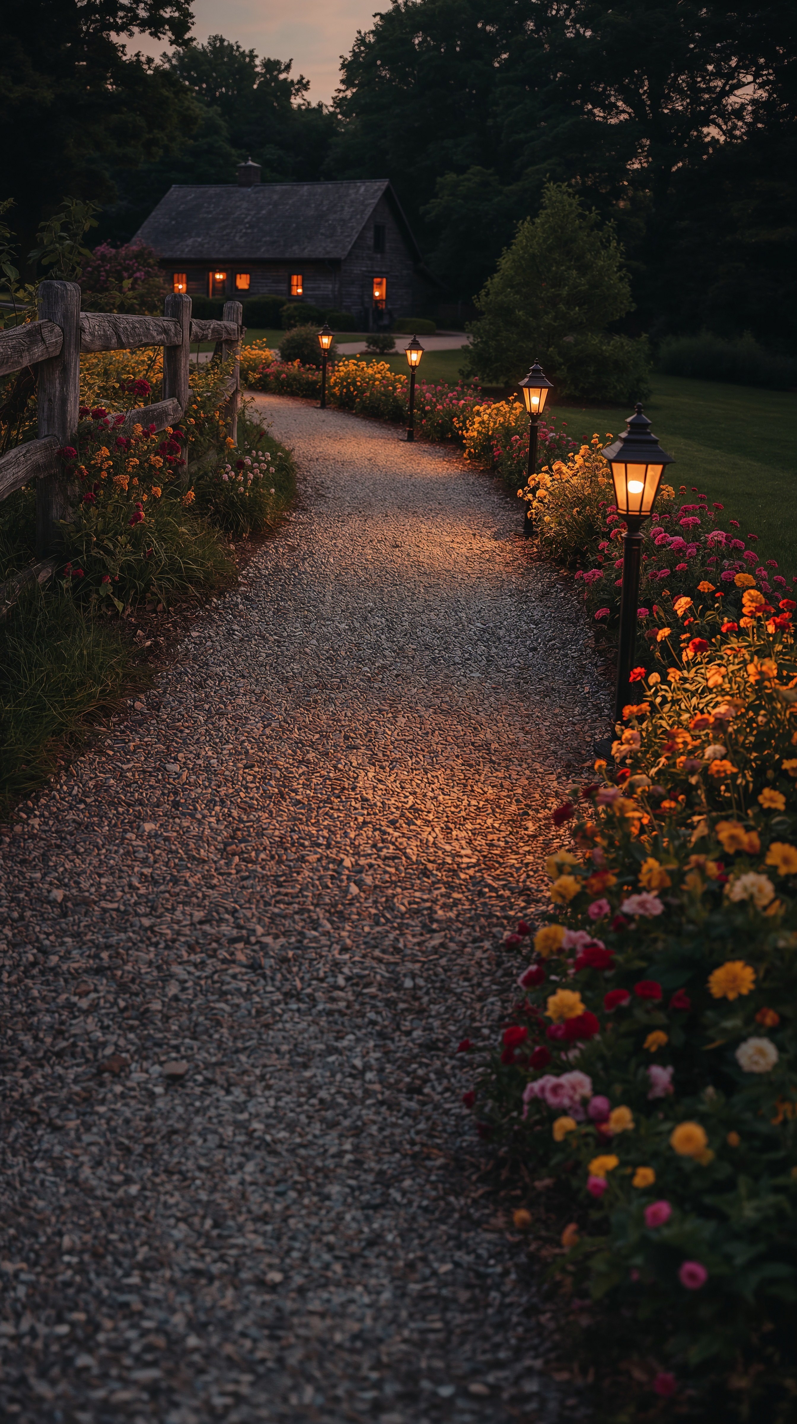 Charming Farmhouse Garden Lighting for Inviting Walkways
