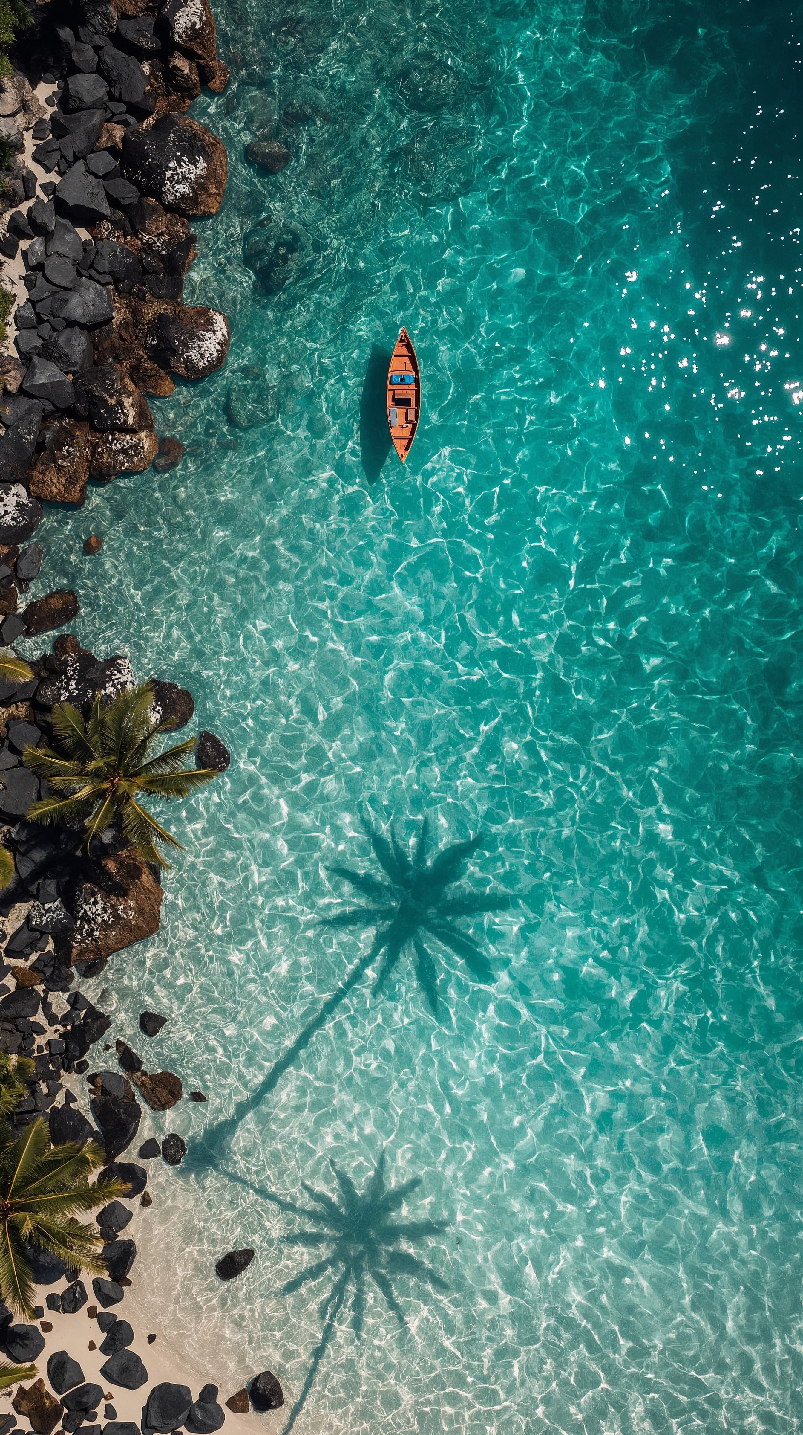Exotic Vacation Paradise: Crystal Clear Ocean & Serene Boat