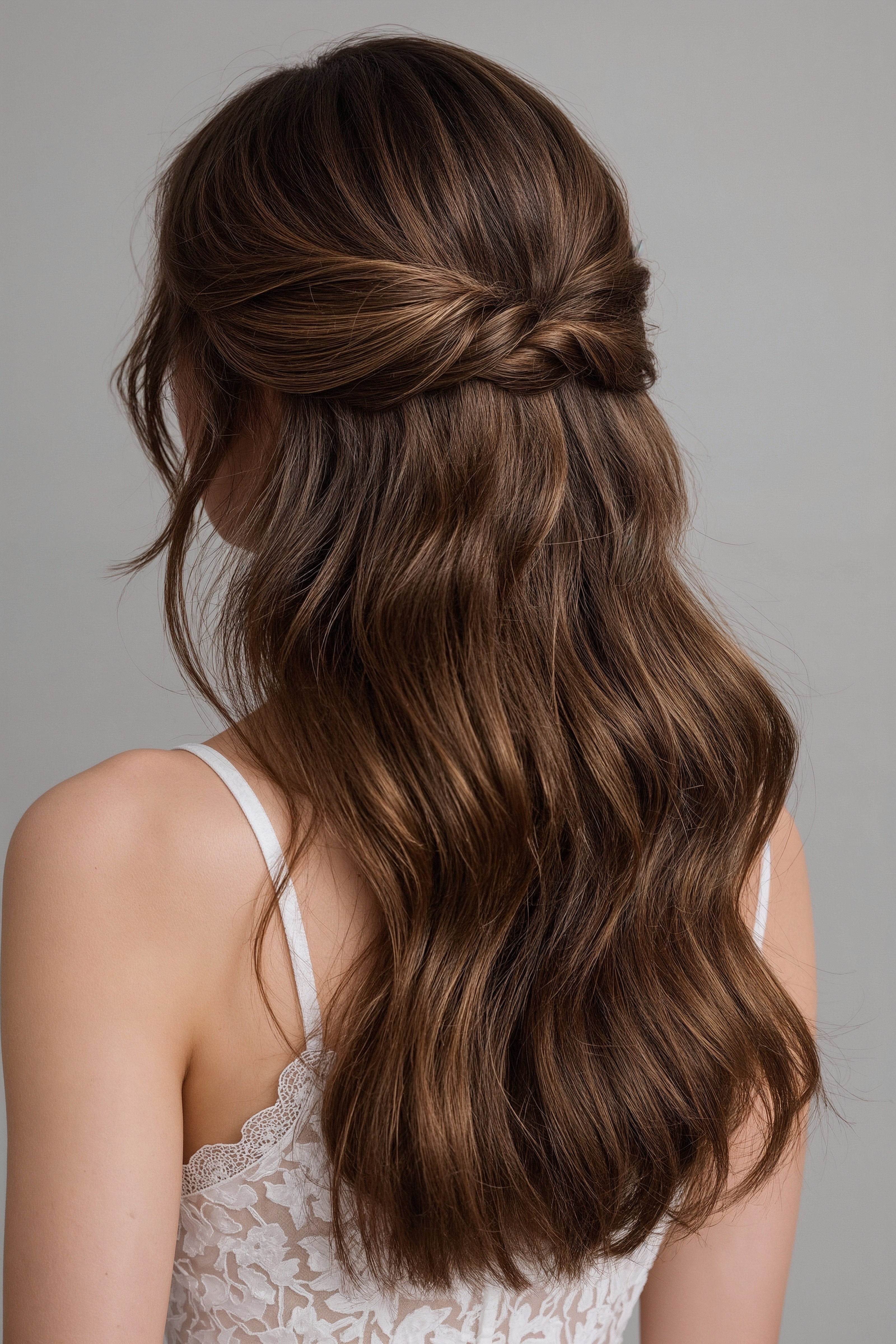 Charming Half-Updos: Chic Bridesmaid Hair for Long Hair 2026