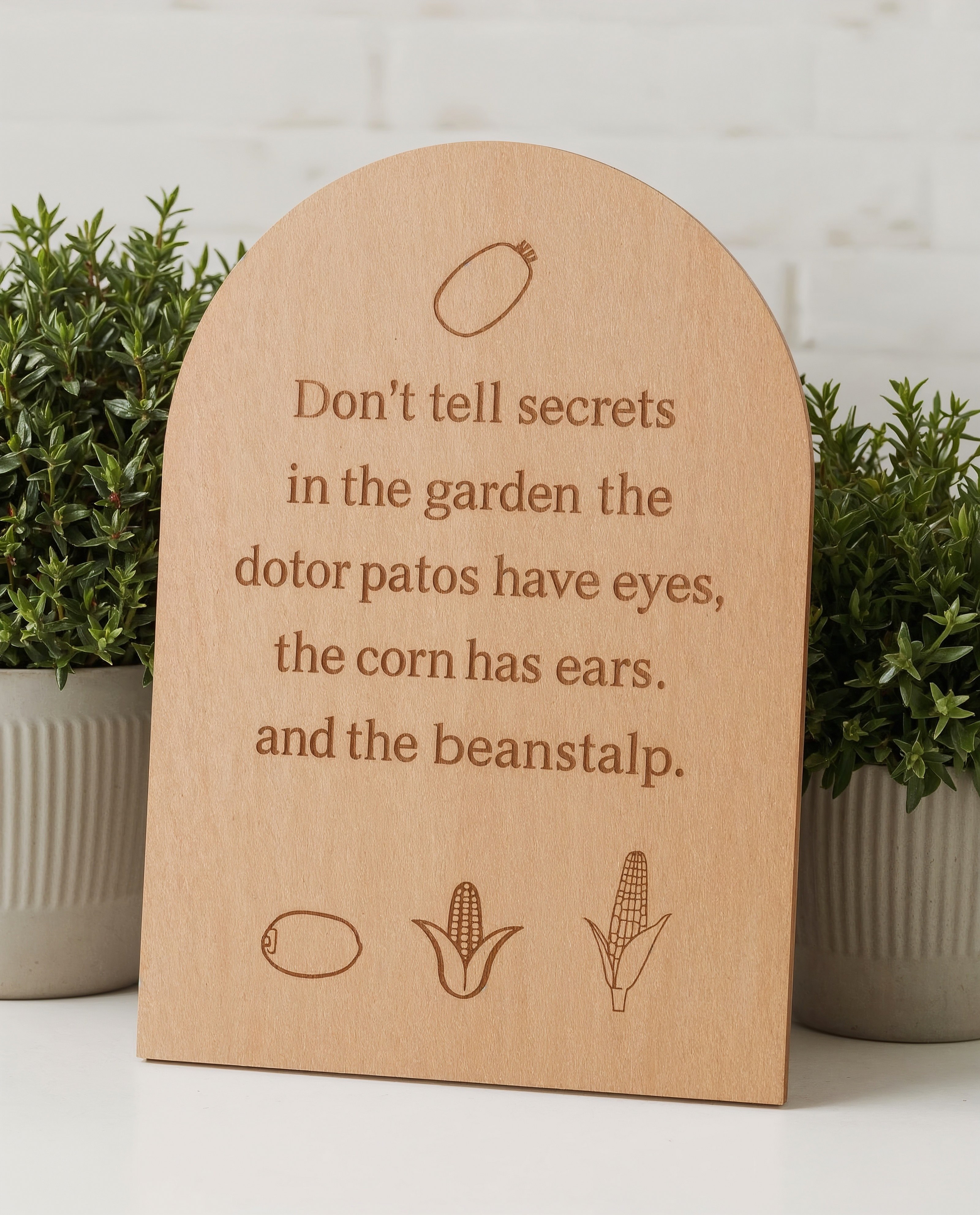 Funny Garden Sign: 'Potatoes Have Eyes' Wooden Decor for Vegetable Gardens