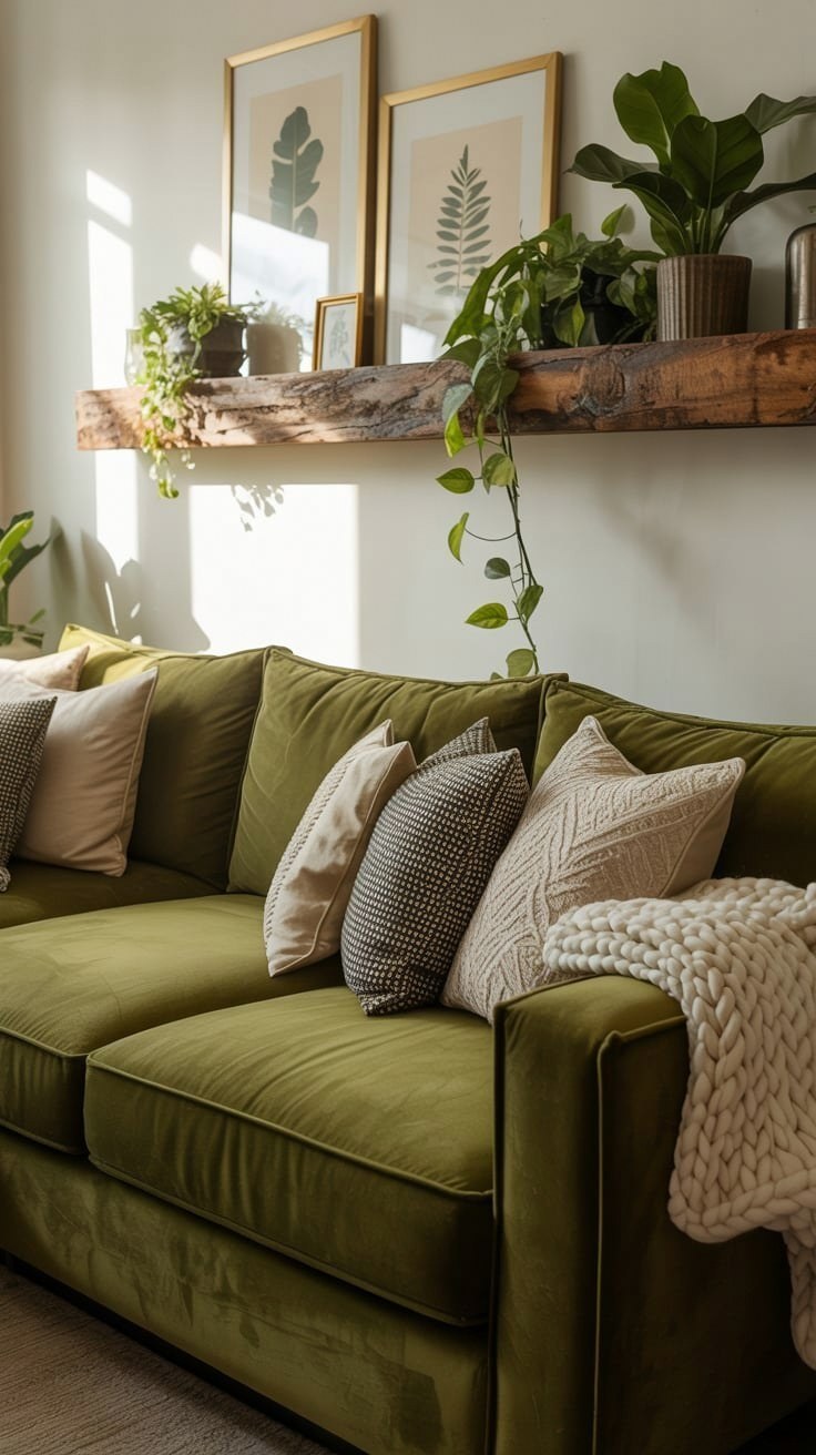 Boho Green Couch Living Room: Cozy Decor & Earthy Vibes