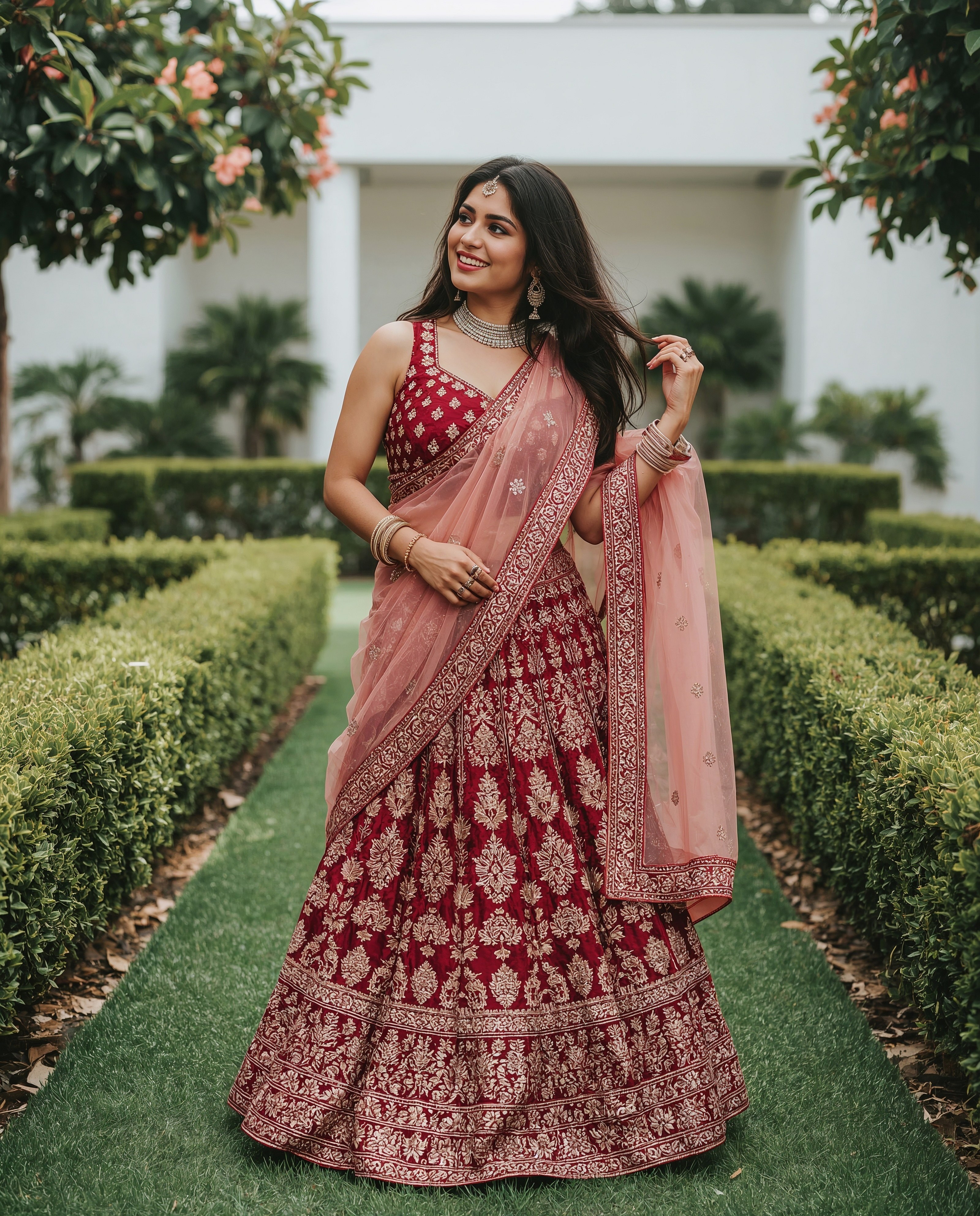 Maroon & Pink Bridal Lehenga: Perfect Engagement Saree Style