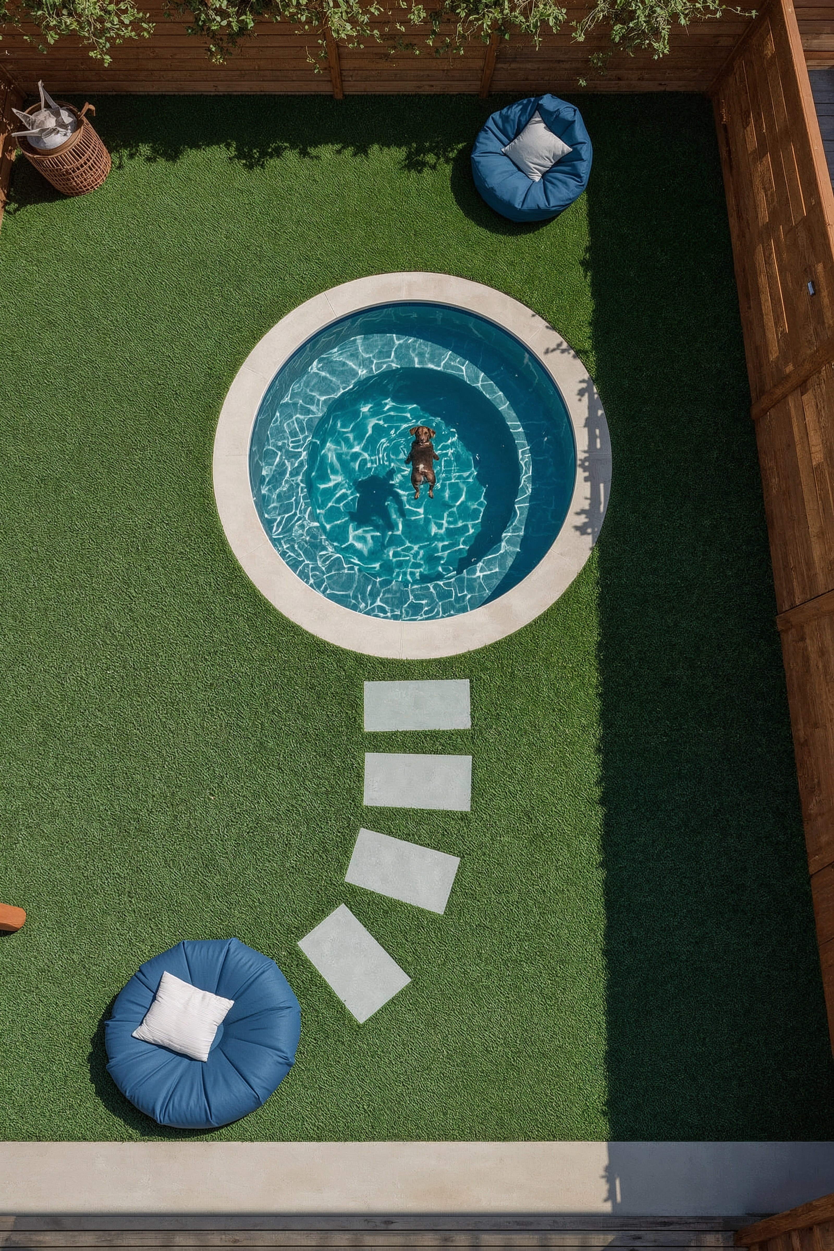 Dog Friendly Small Backyard Oasis: Country Patio & Pool Vibes