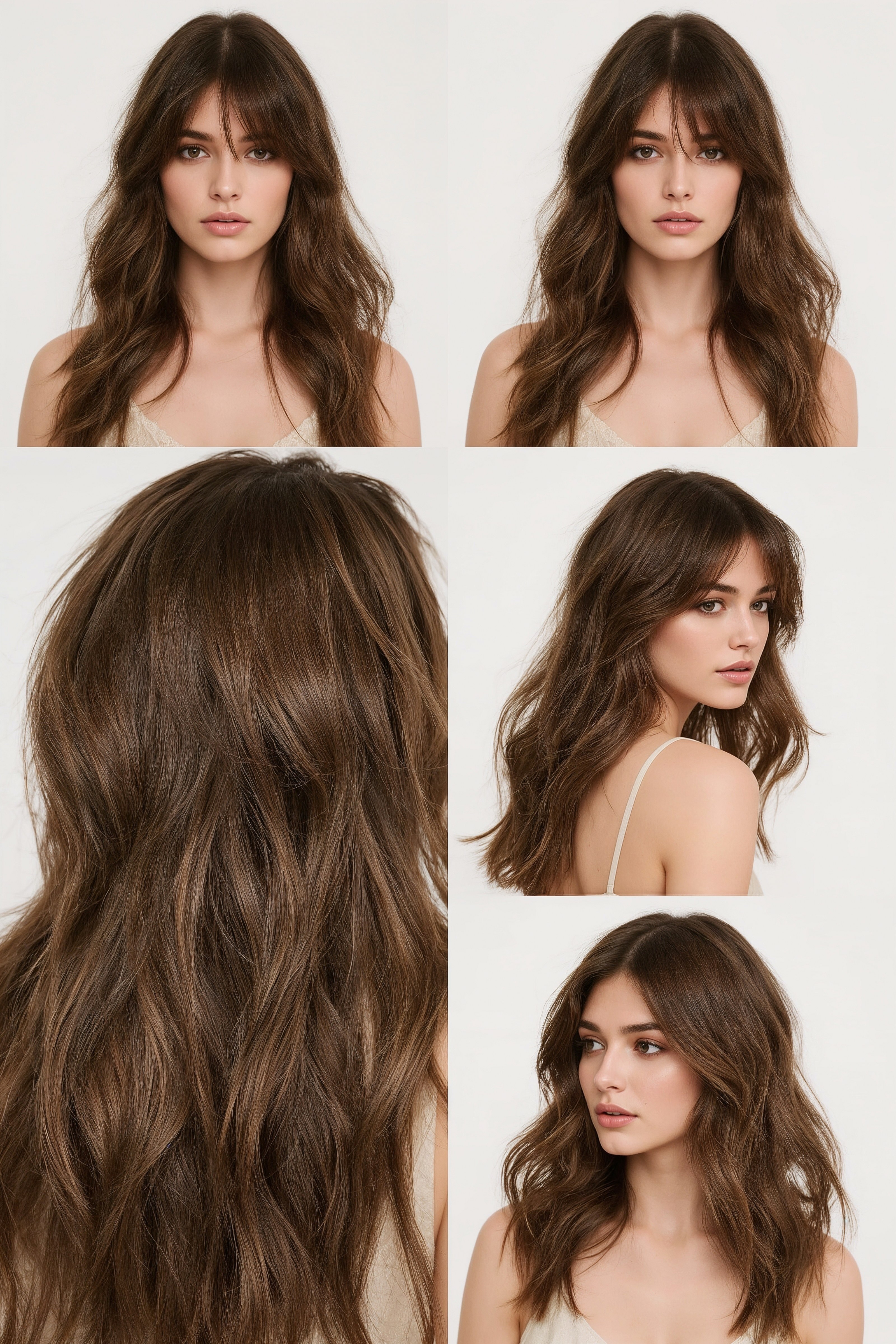 Trending Long Layered Haircuts with Face-Framing Curtain Bangs