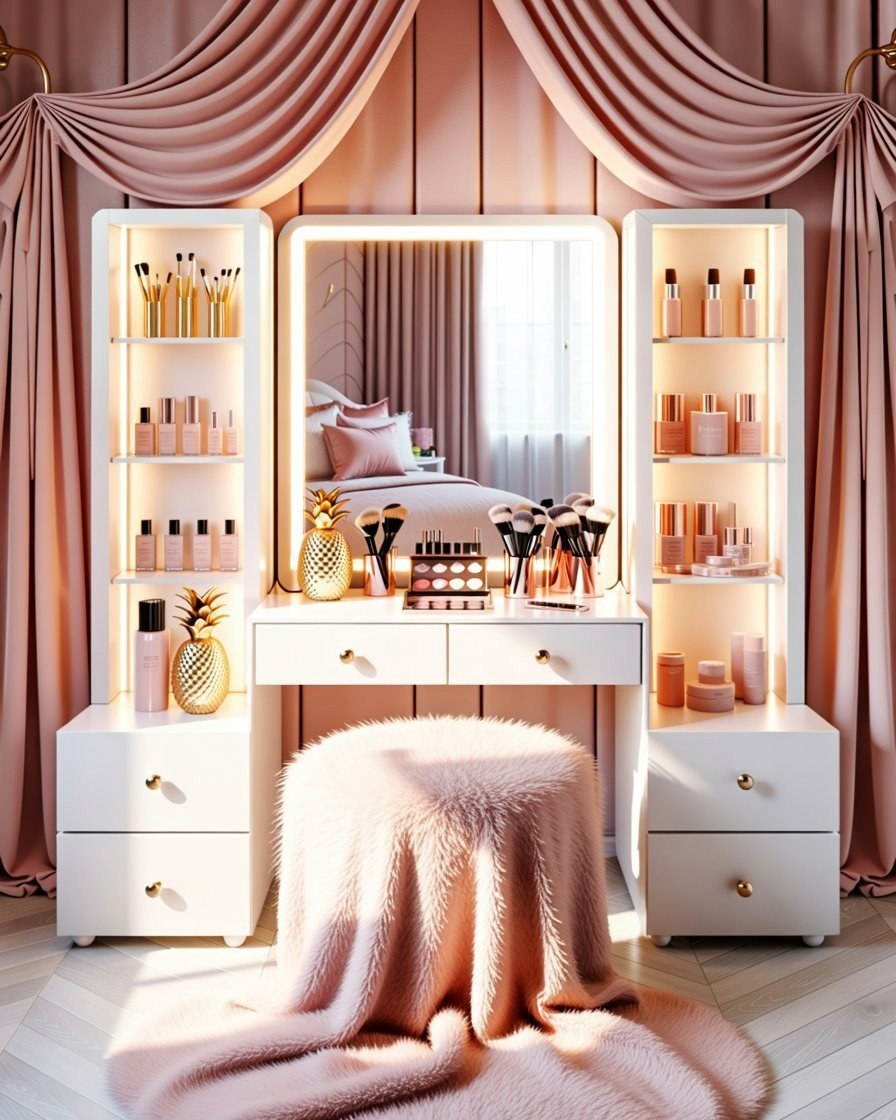 Girly Bedroom Vanity: Pink Aesthetic Room Inspiration for 2024