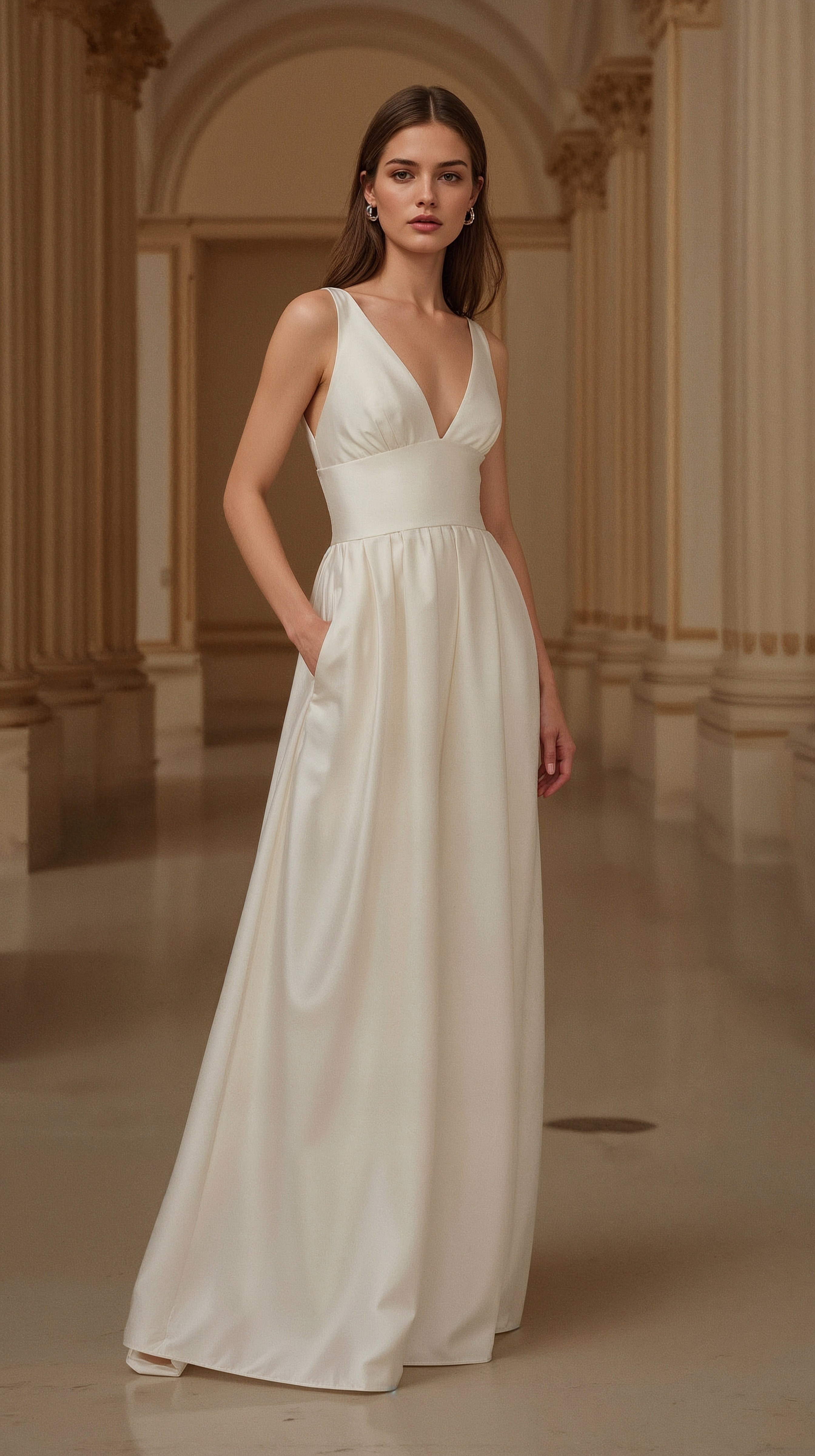 Elegant Satin A-Line Wedding Dress: Timeless Bridal Sophistication
