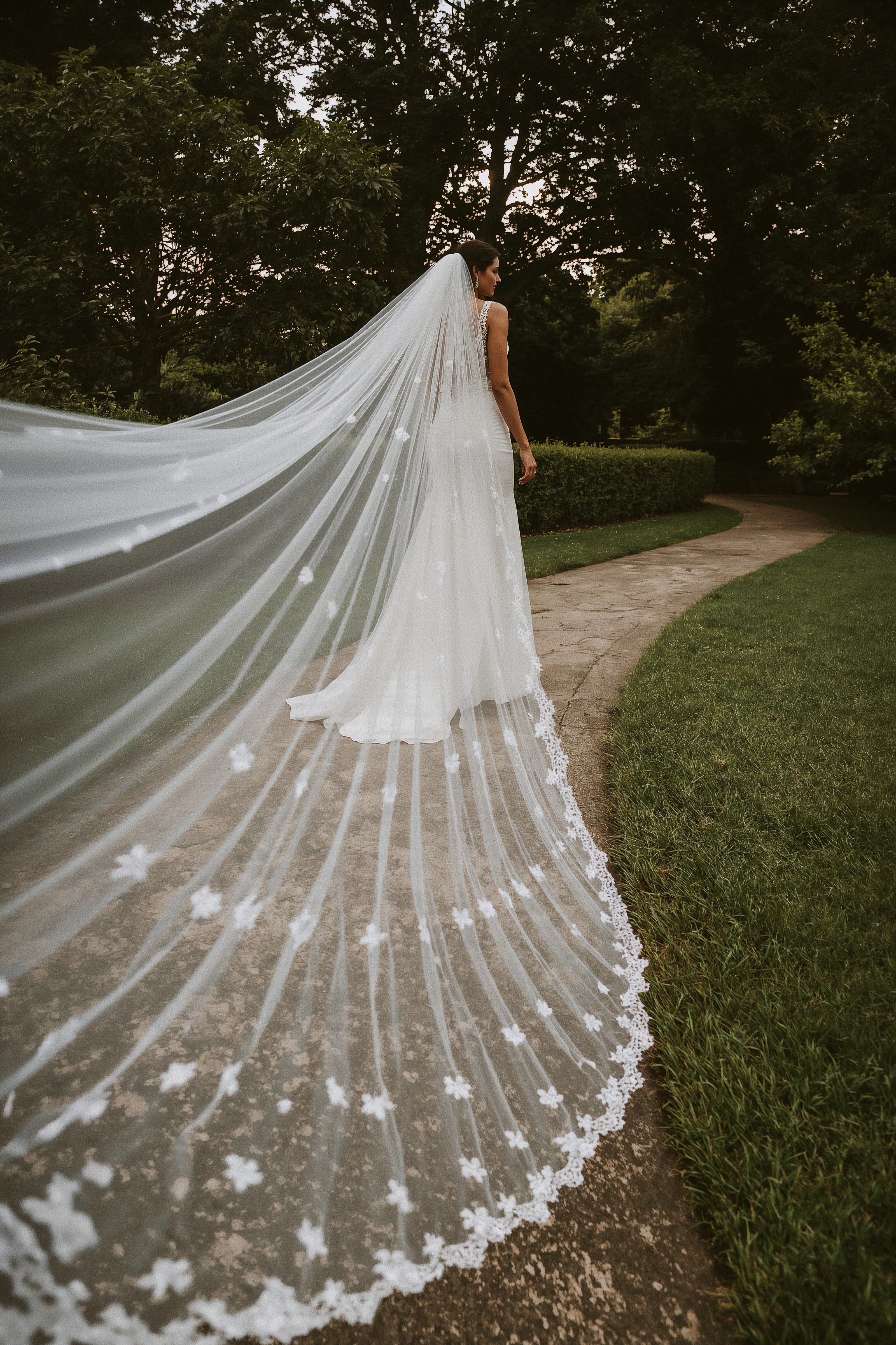 Royal Length Veil: Timeless Elegance for the Modern Bride's Wedding Photo