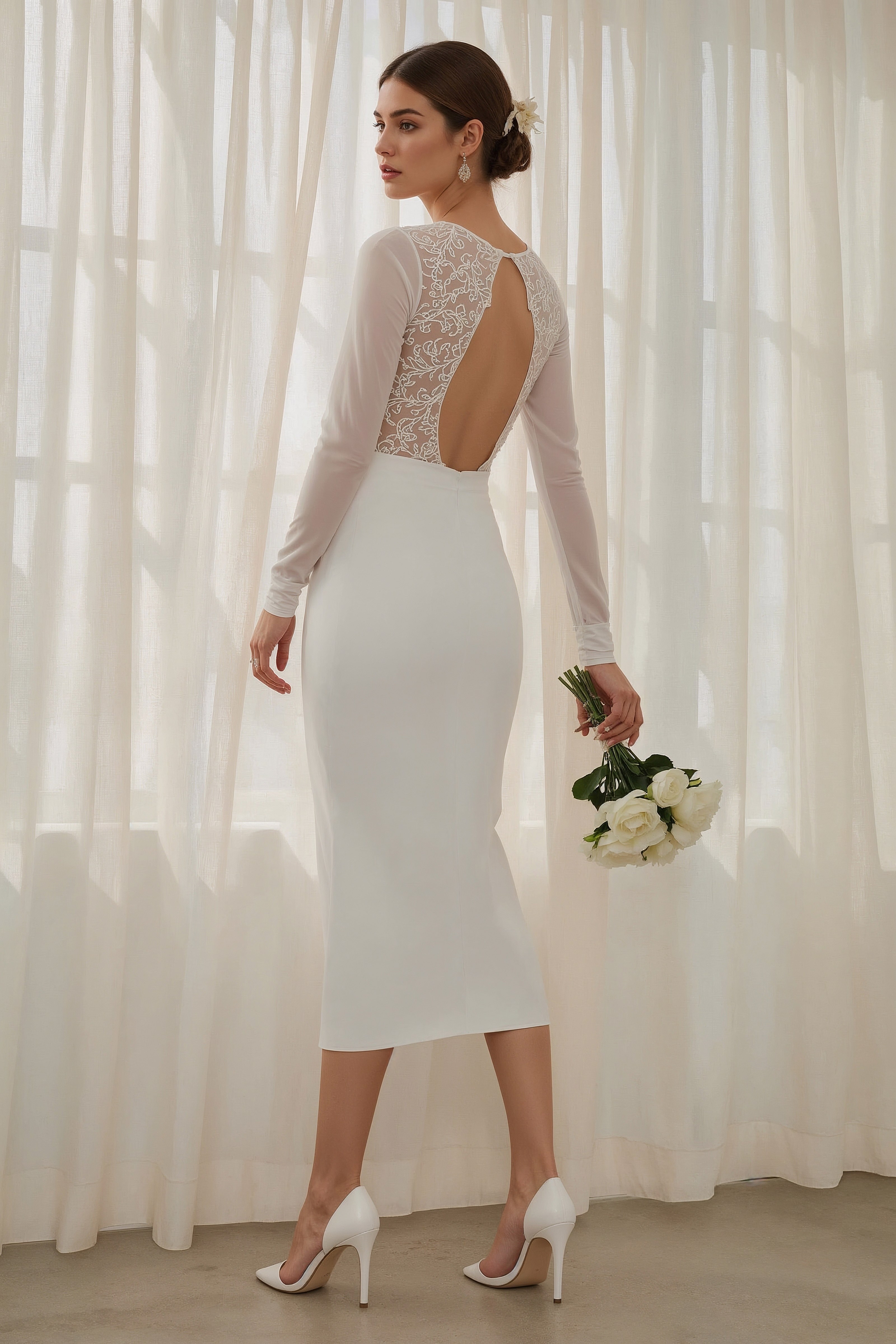 Classy Civil Wedding Dress Inspiration: Sophisticated Midi Style
