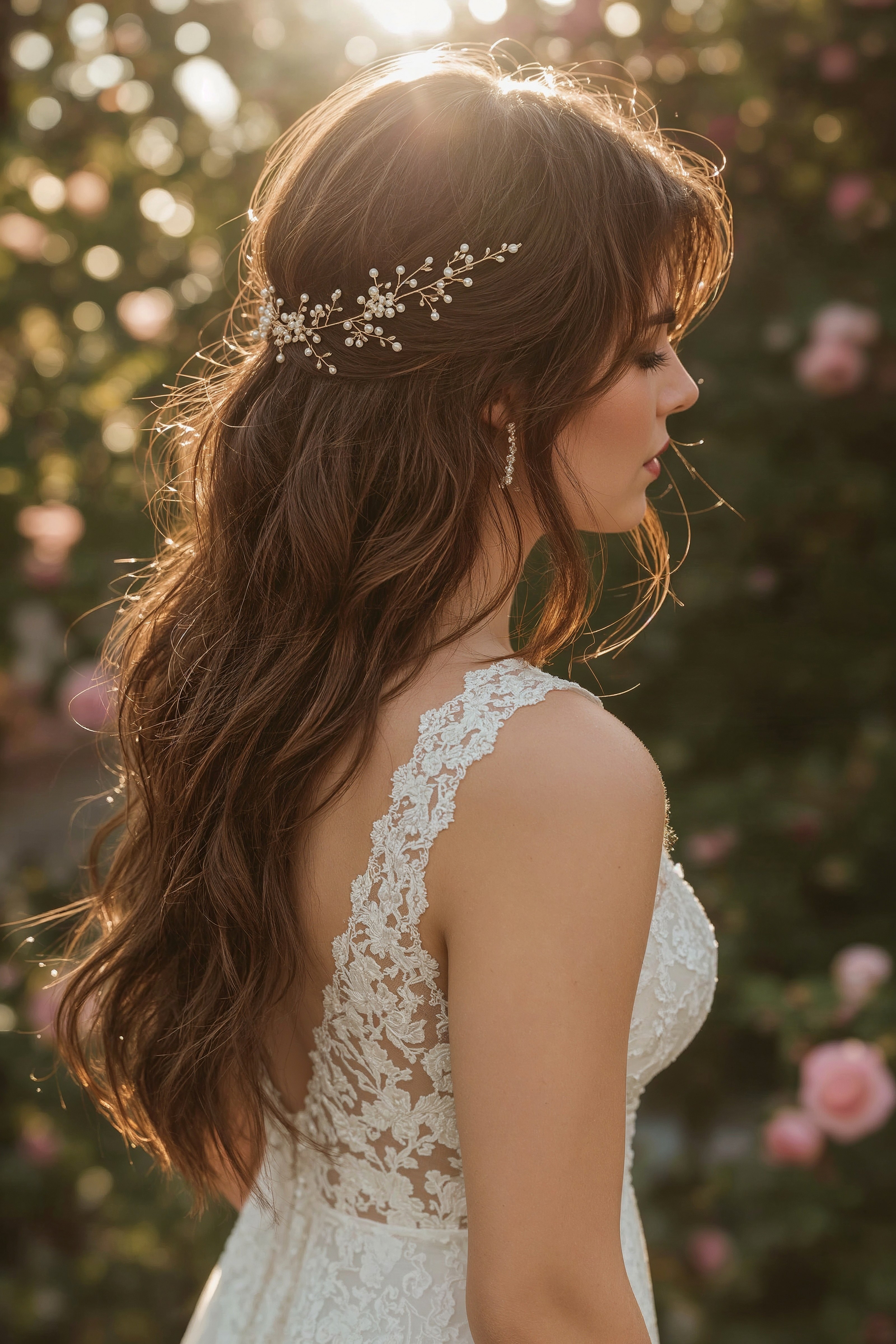 Dreamy Bridal Hair: Half Up Styles with Delicate Adornments