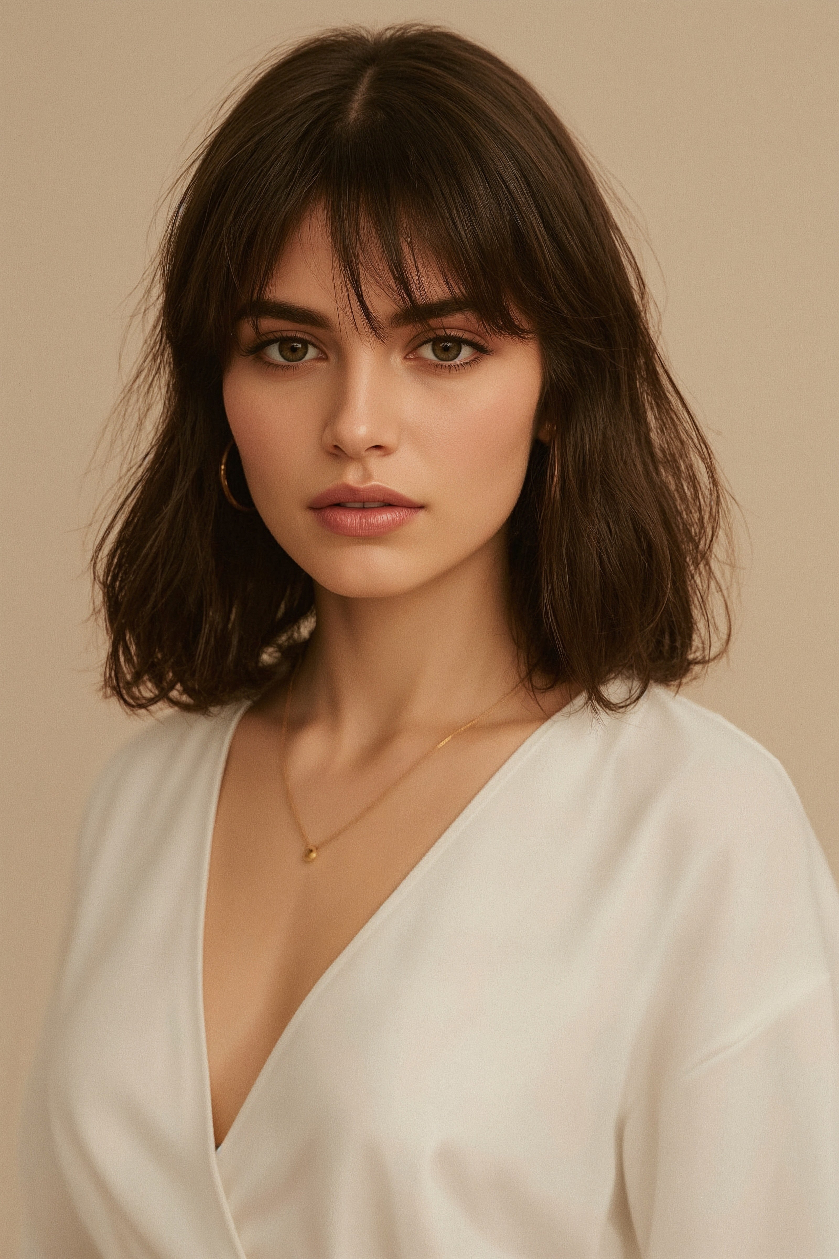 Modern Brunette Bob: Chic Face Framing Hairstyle for Medium Hair