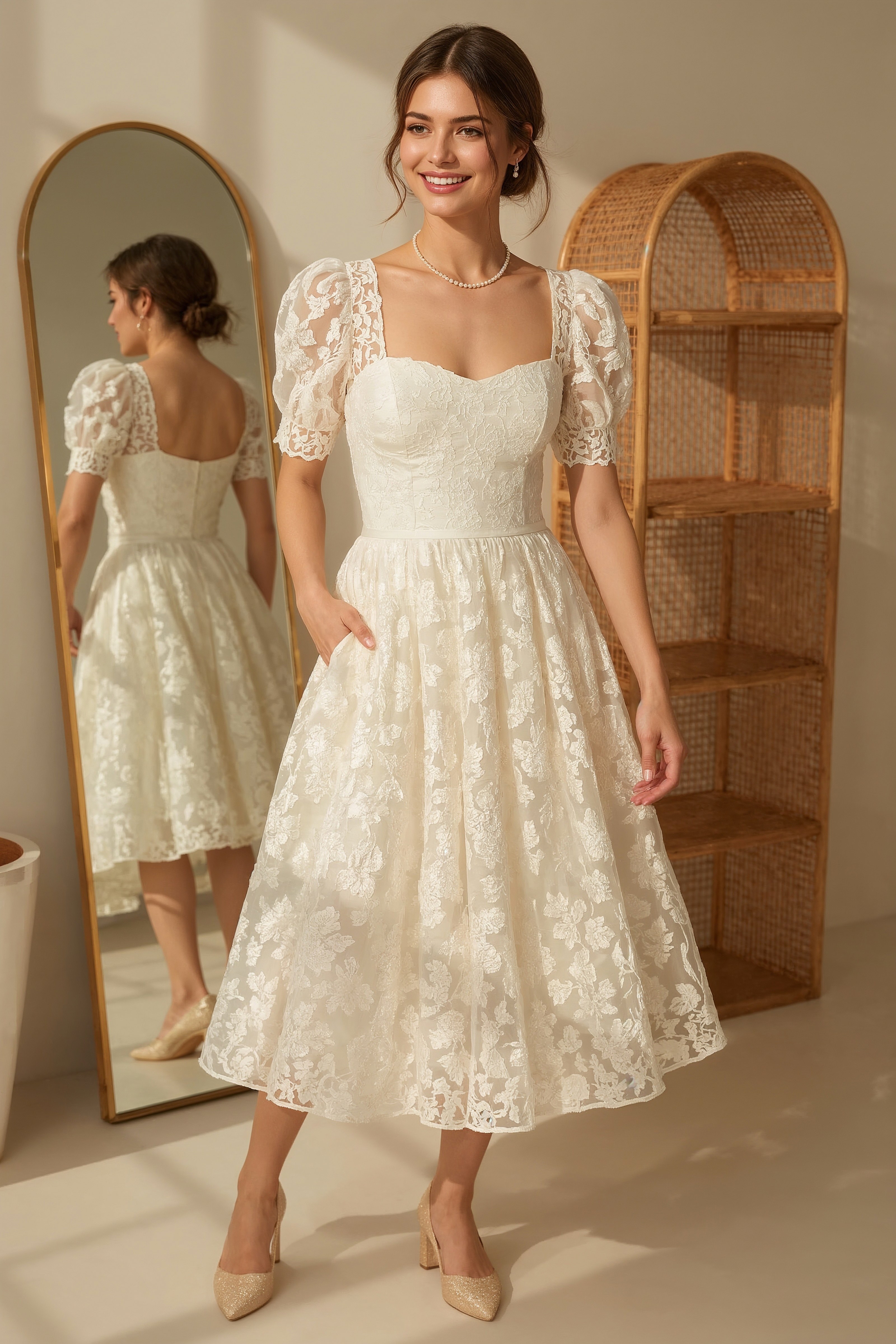 Elegant Midi Wedding Dress for a Chic Civil Ceremony
