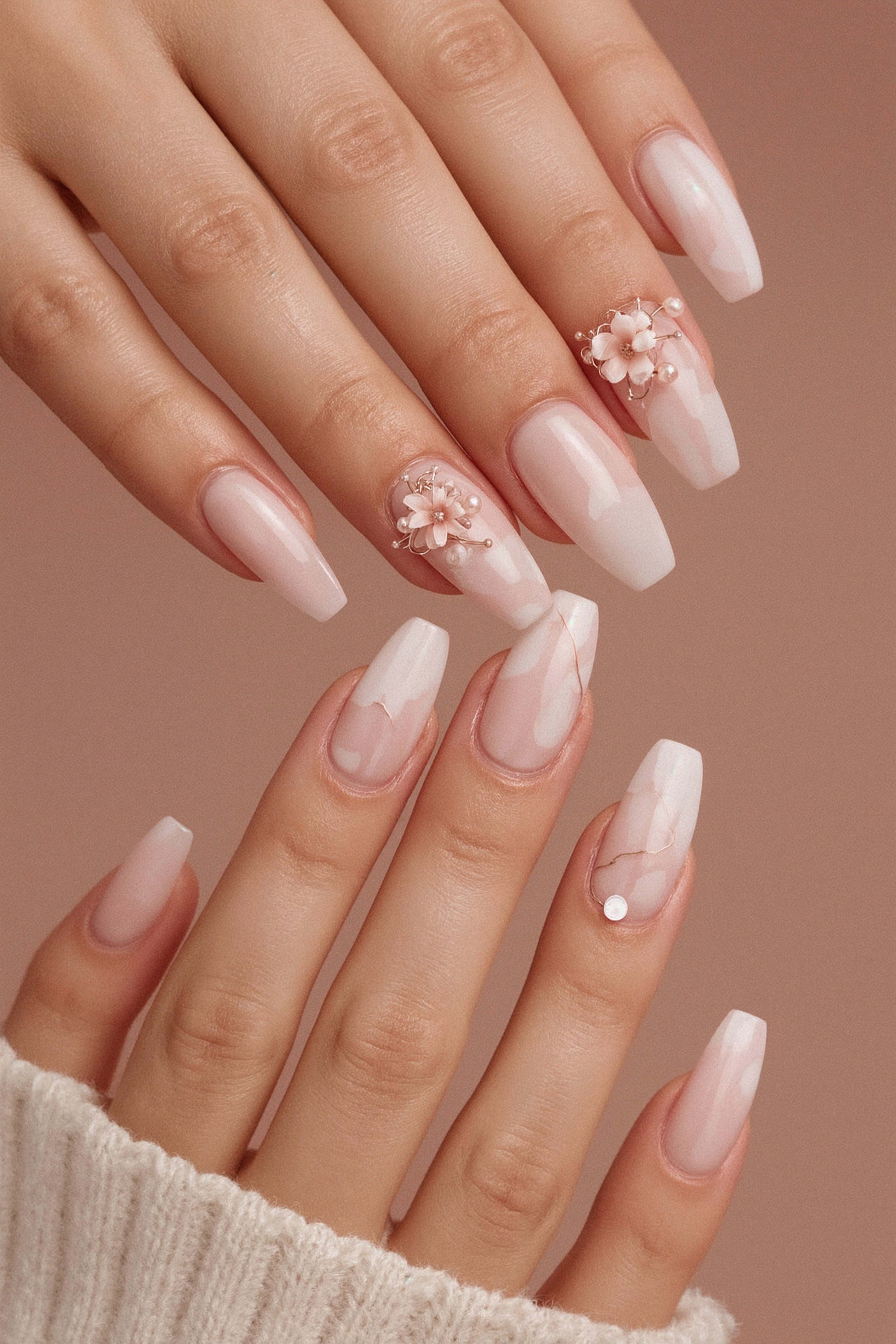 Breathtaking Pink Prom Nails with 3D Flowers: Elegant & Fancy Manicure Inspiration