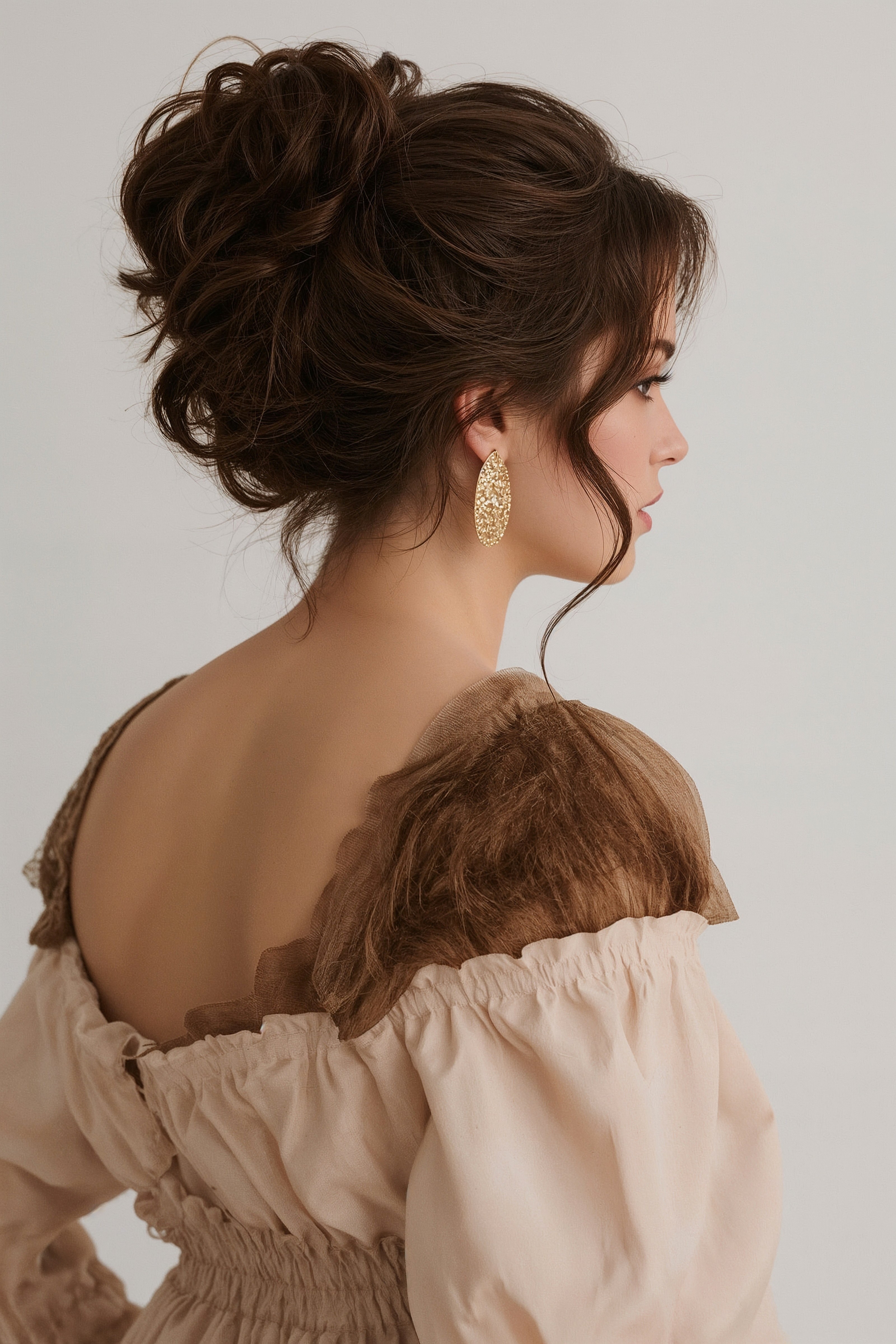 Classy High Loose Updo: Effortless Elegance for Your Wedding Day