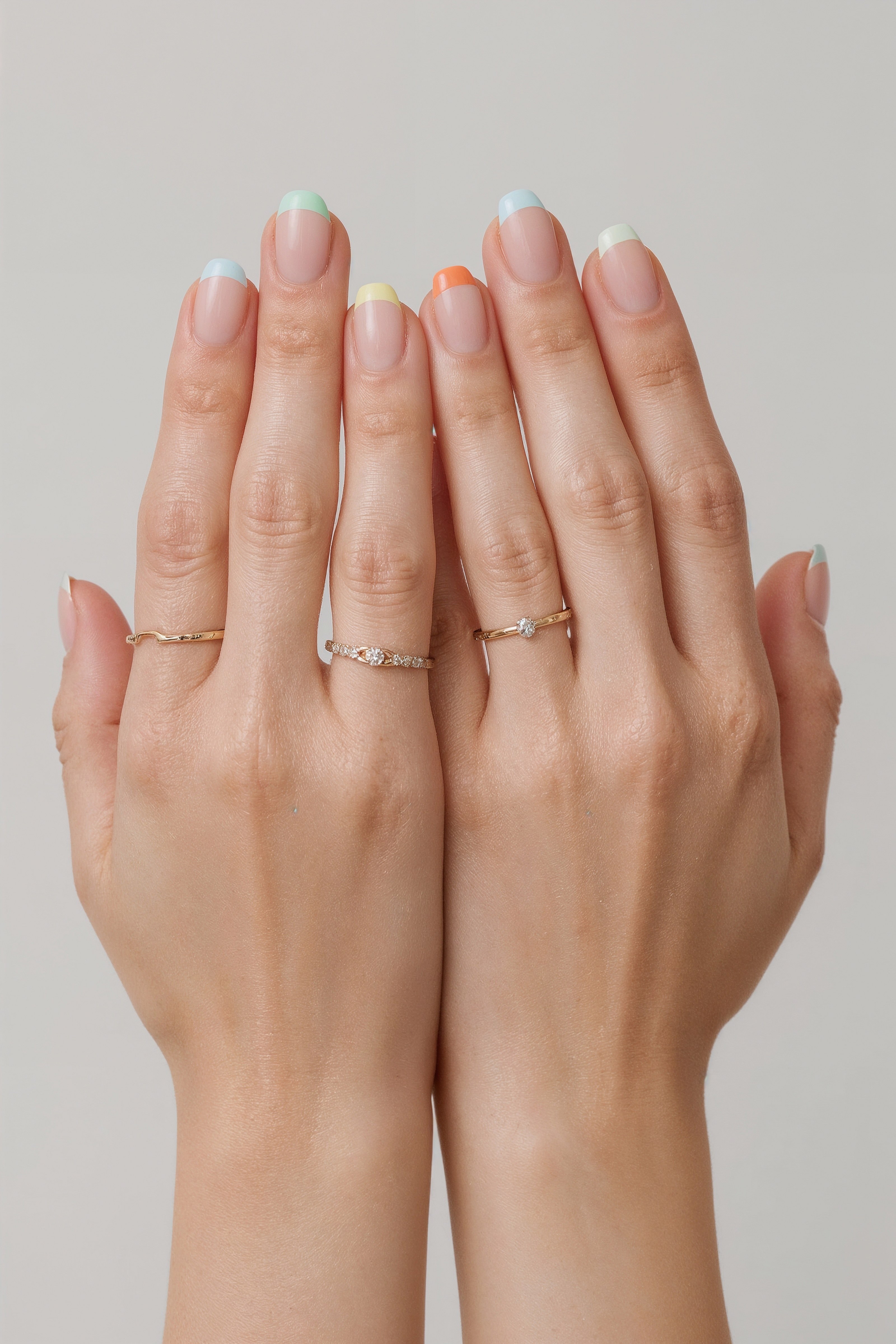 Rainbow French Tips: Short Summer Nails Perfection
