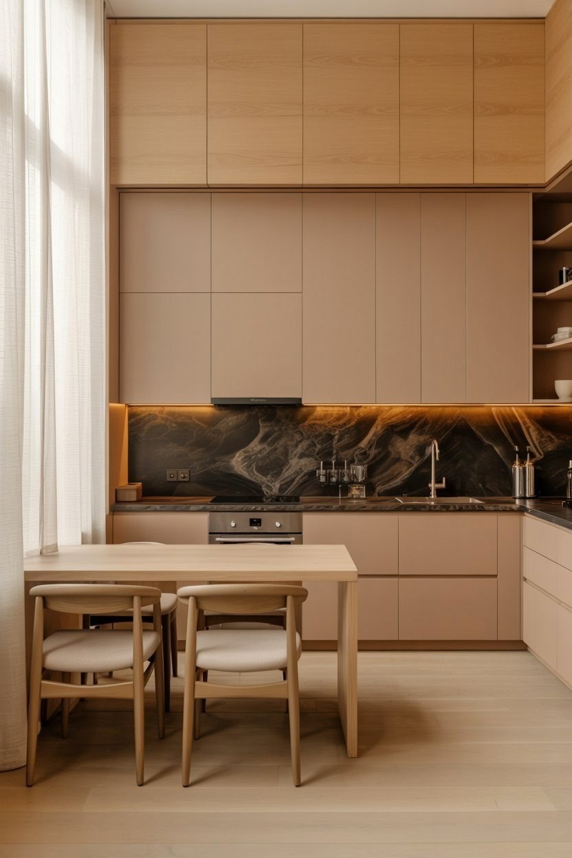 2026 Kitchen Trends: Elegant Wood Cabinets & Dark Accents