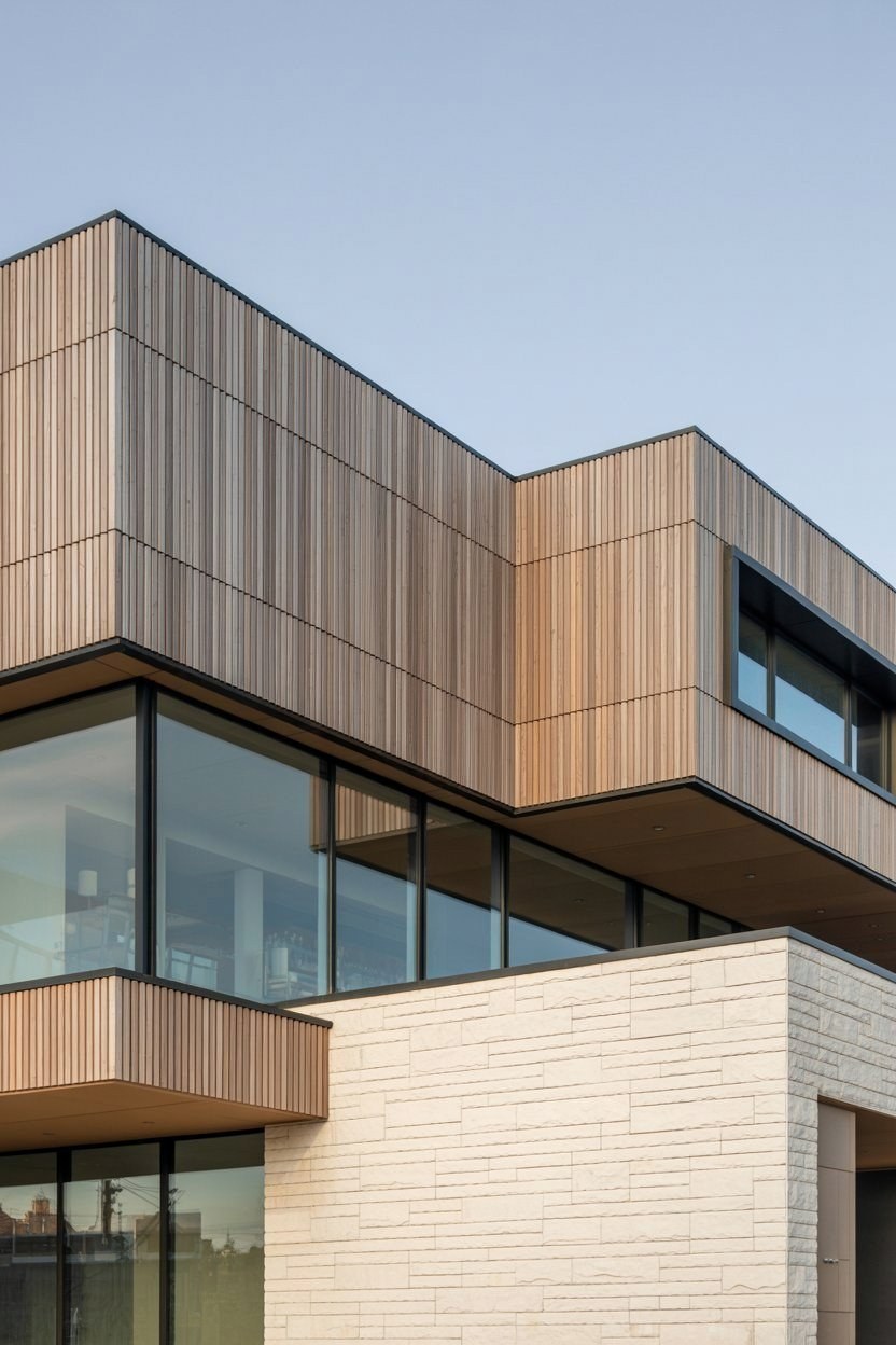 Sage Green & Wood: Modern Architecture Building Elevation Trends
