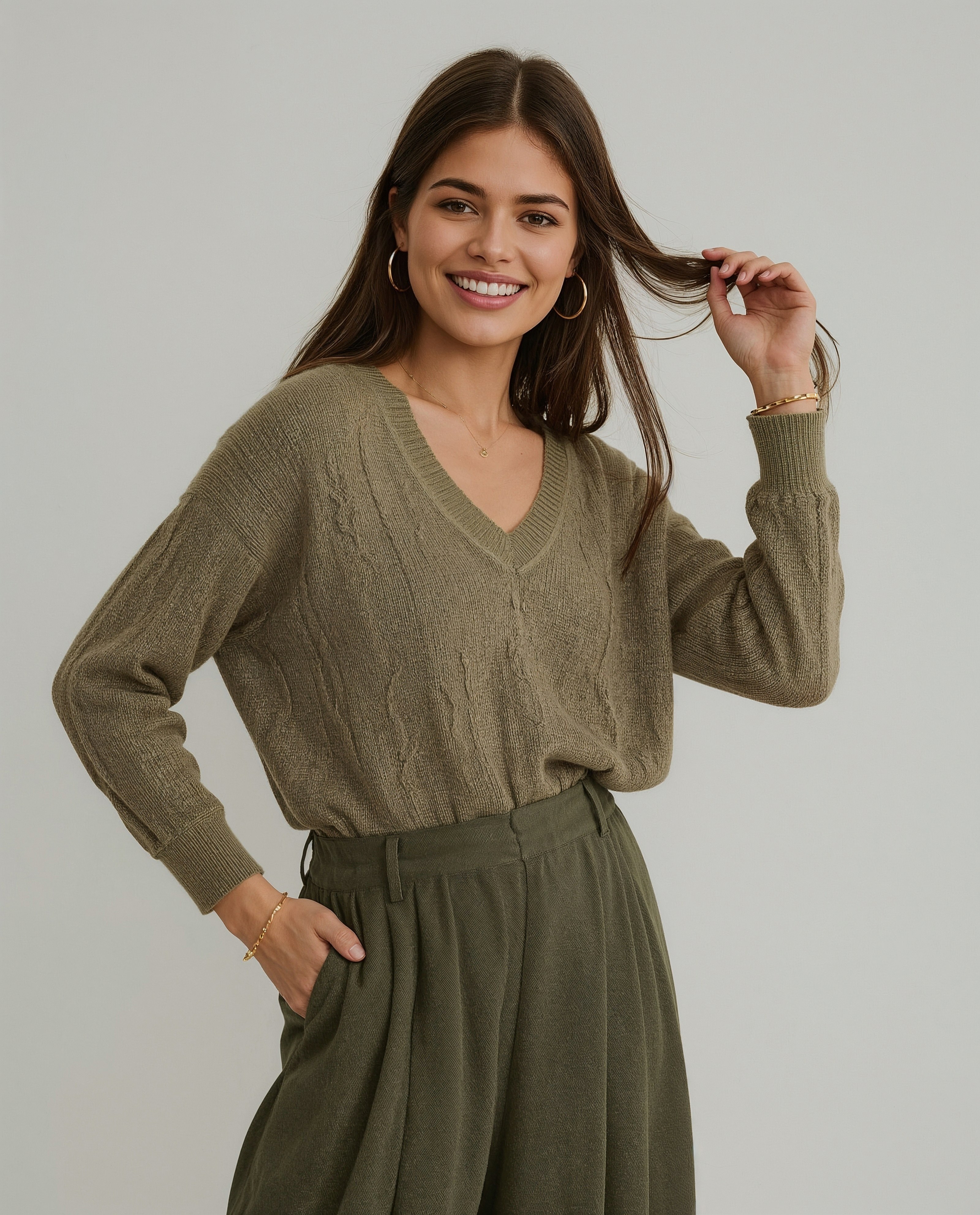 Effortless Old Money Style: Chic Green Sweater & Skirt Outfits