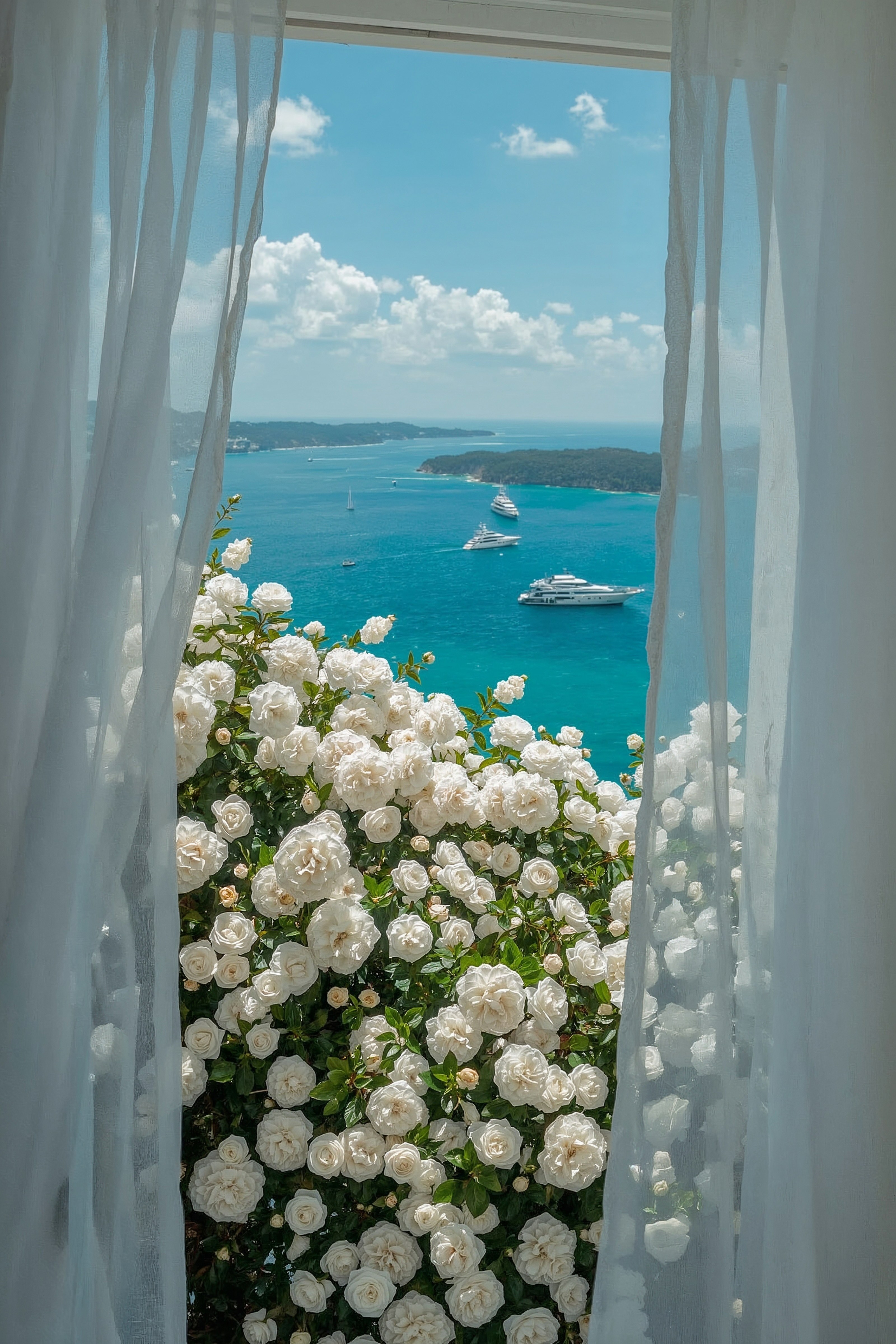 Coastal Charm: Bright HD Wallpapers with Blooming Roses