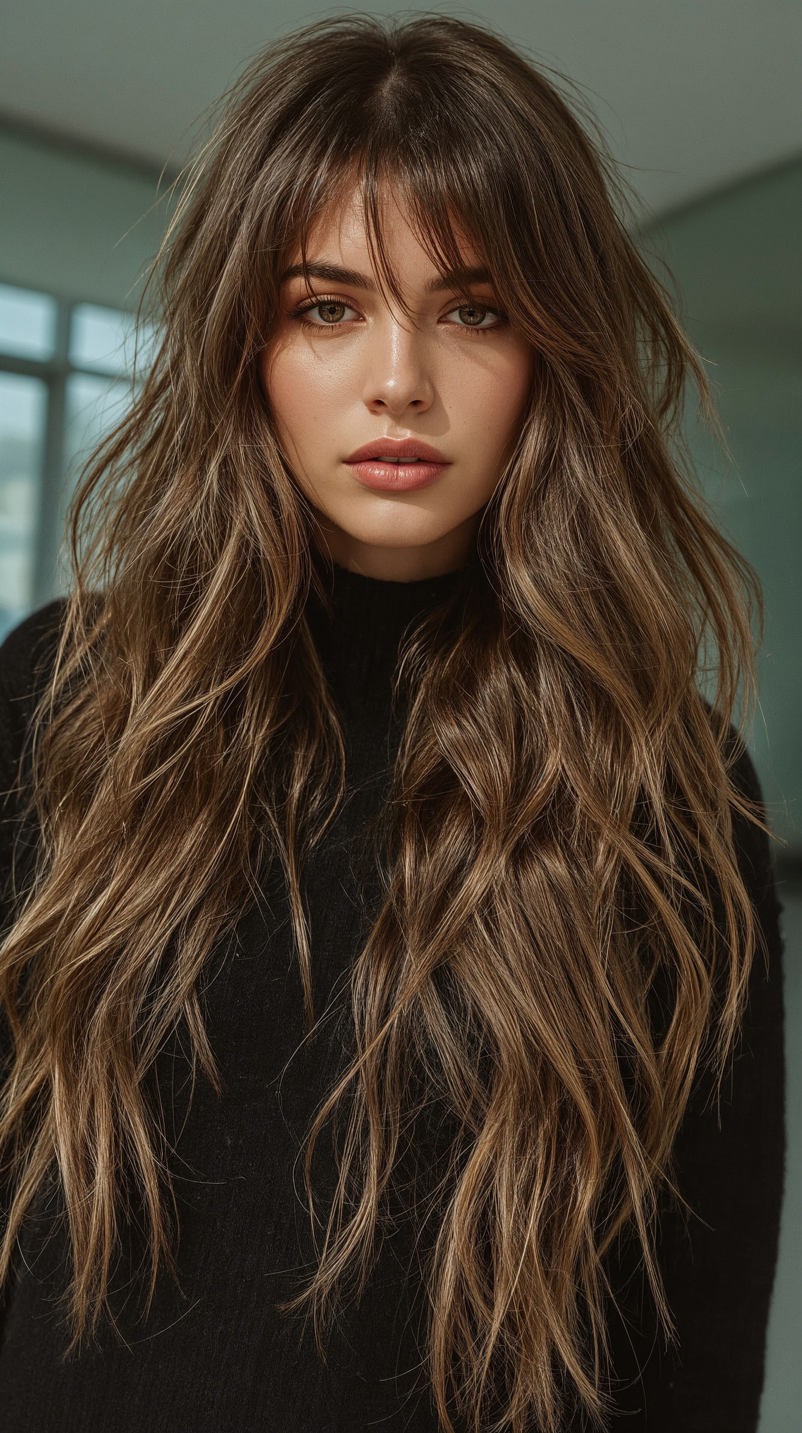 Trendy Curtain Bangs Styles for Long Thick Hair