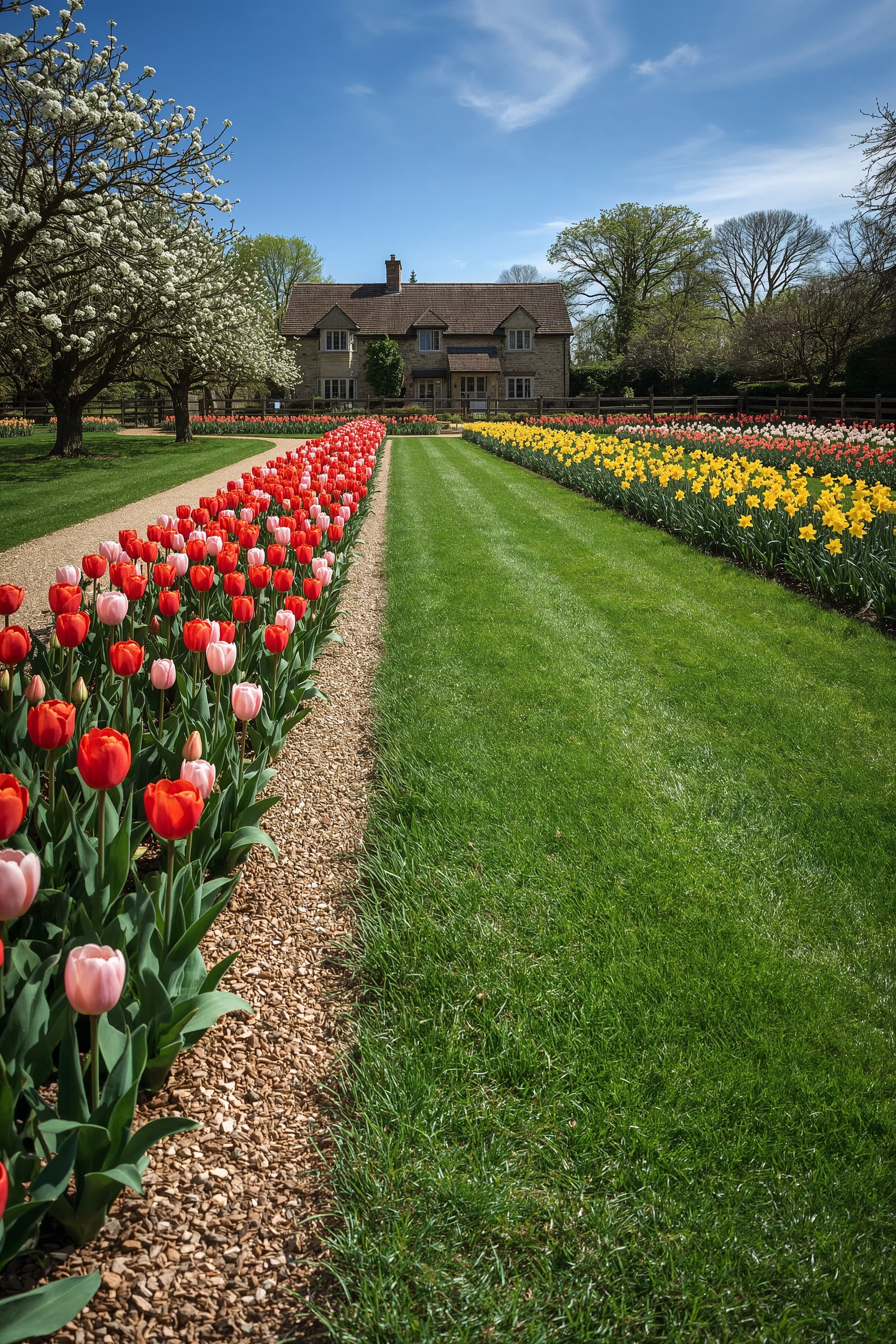 Breathtaking English Cottage Garden with Tulips & Daffodils