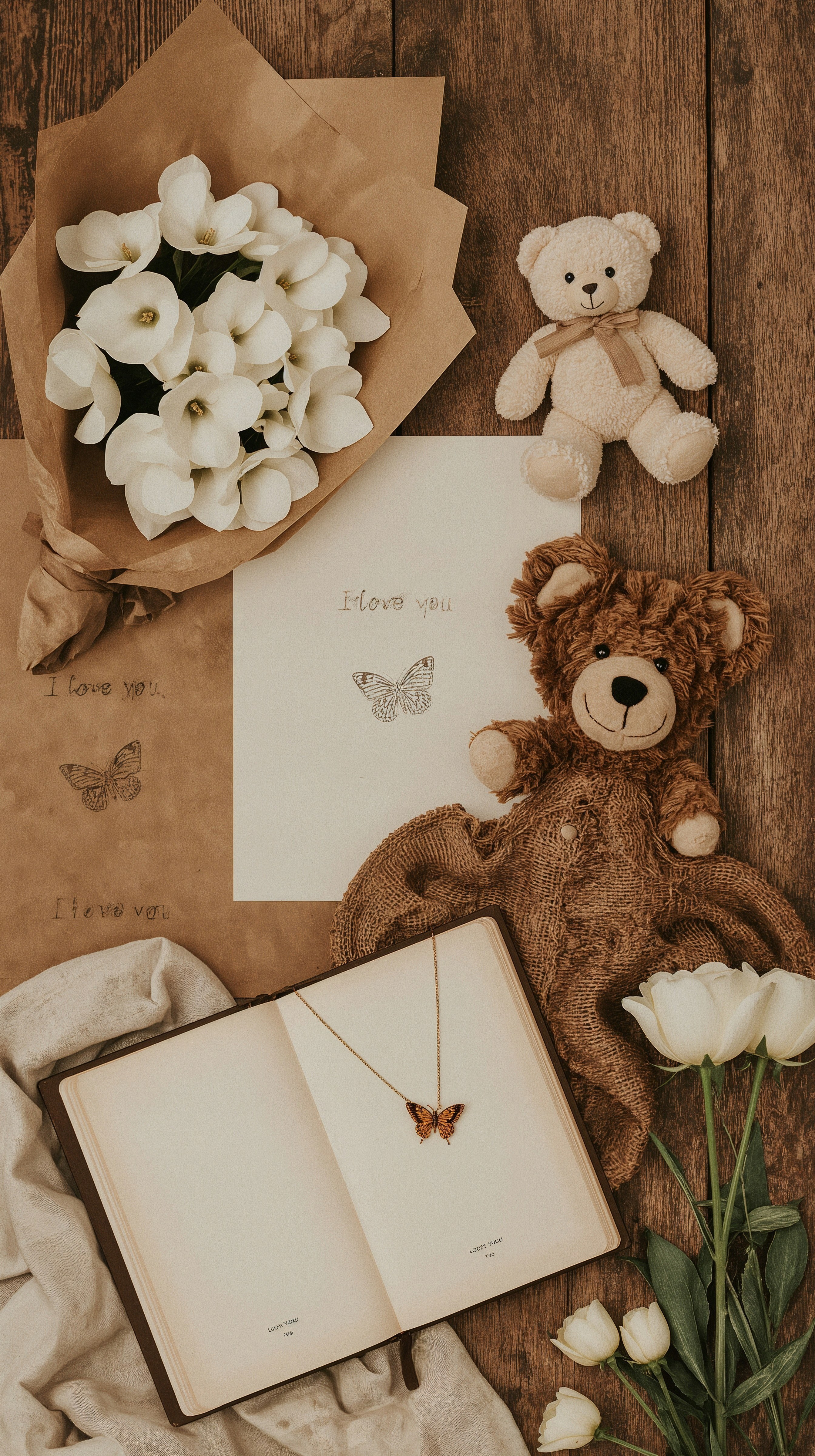 Vintage Brown Aesthetic Lock Screen: Butterfly Collage Art