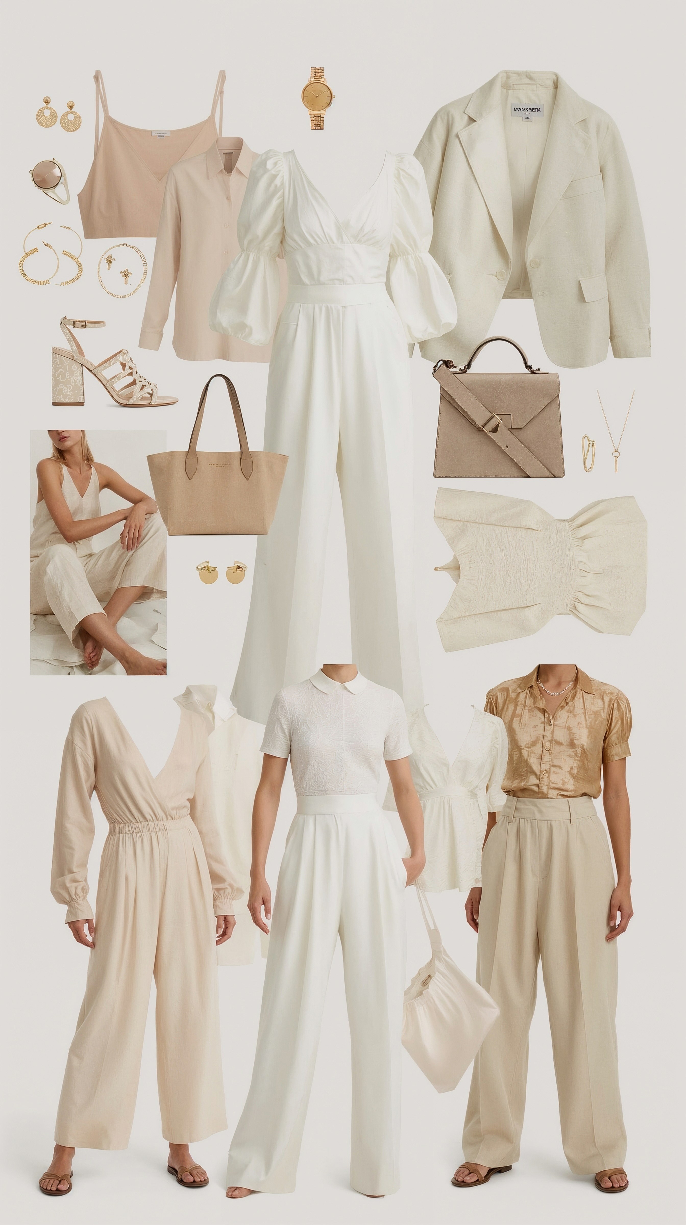 Effortlessly Chic Neutral Summer Looks: Pants Top Set Essentials