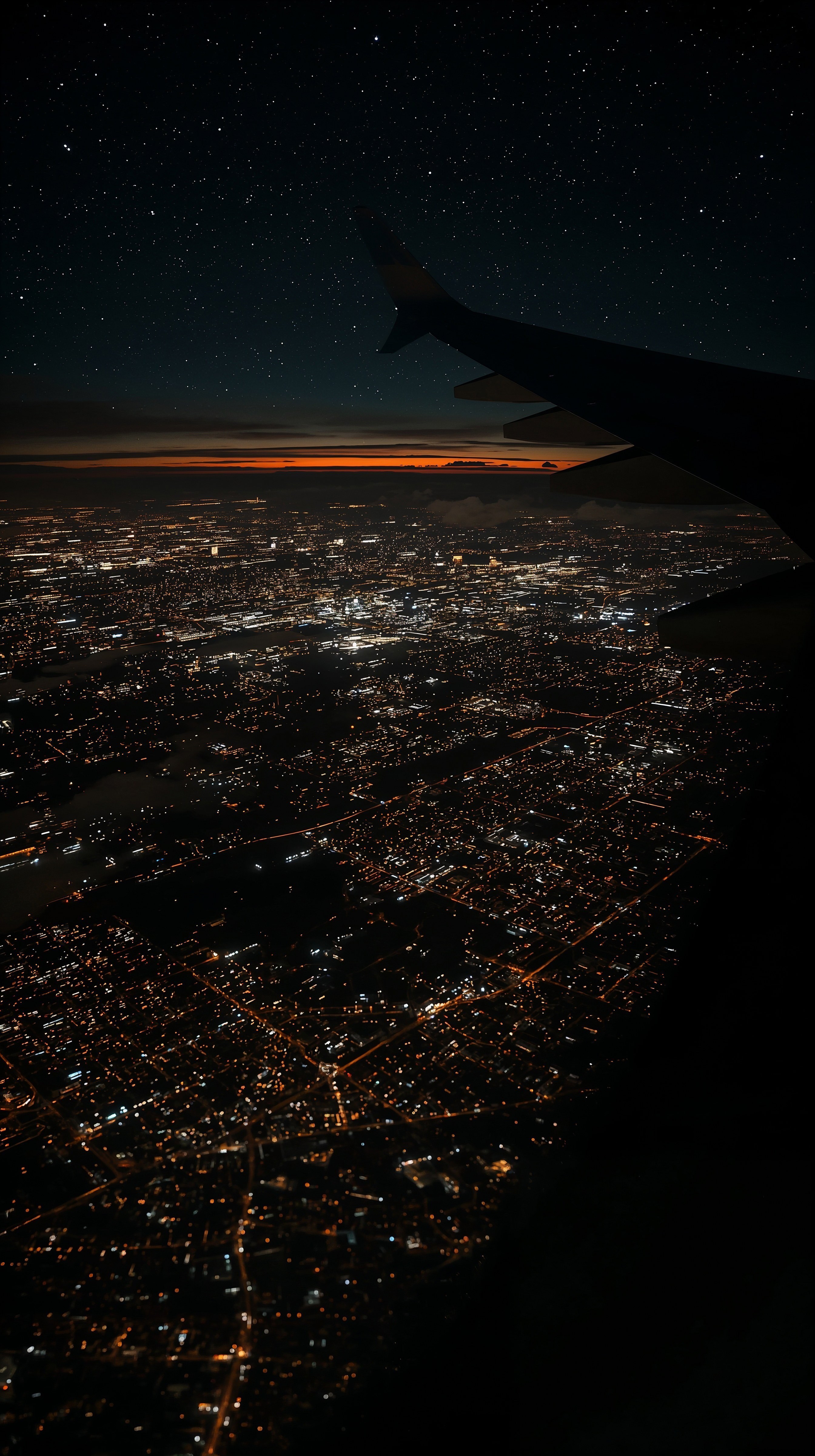 Magical City Lights: Nighttime Aerial Views from Aesthetic Plane Windows