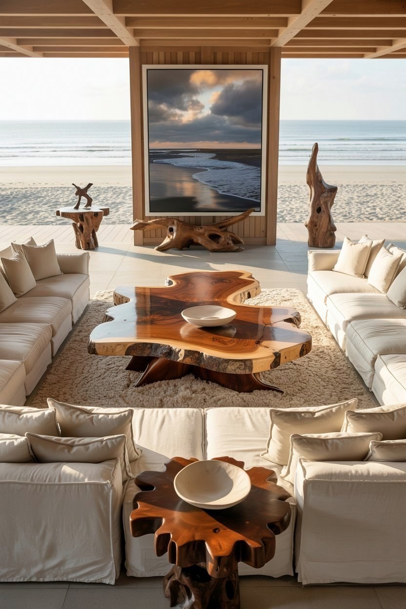 Luxury Beach House Living Room: Natural Coastal Design