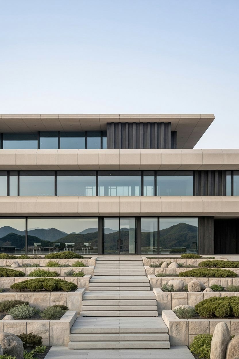 Aesthetic Korean House Exterior: Modern Garden Design for Stylish Homes