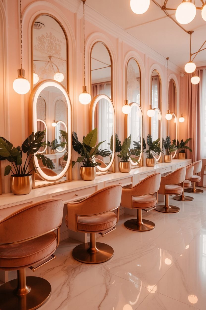 Glamorous Pink & Gold Salon: Luxury Beauty Interiors for Bridesmaids